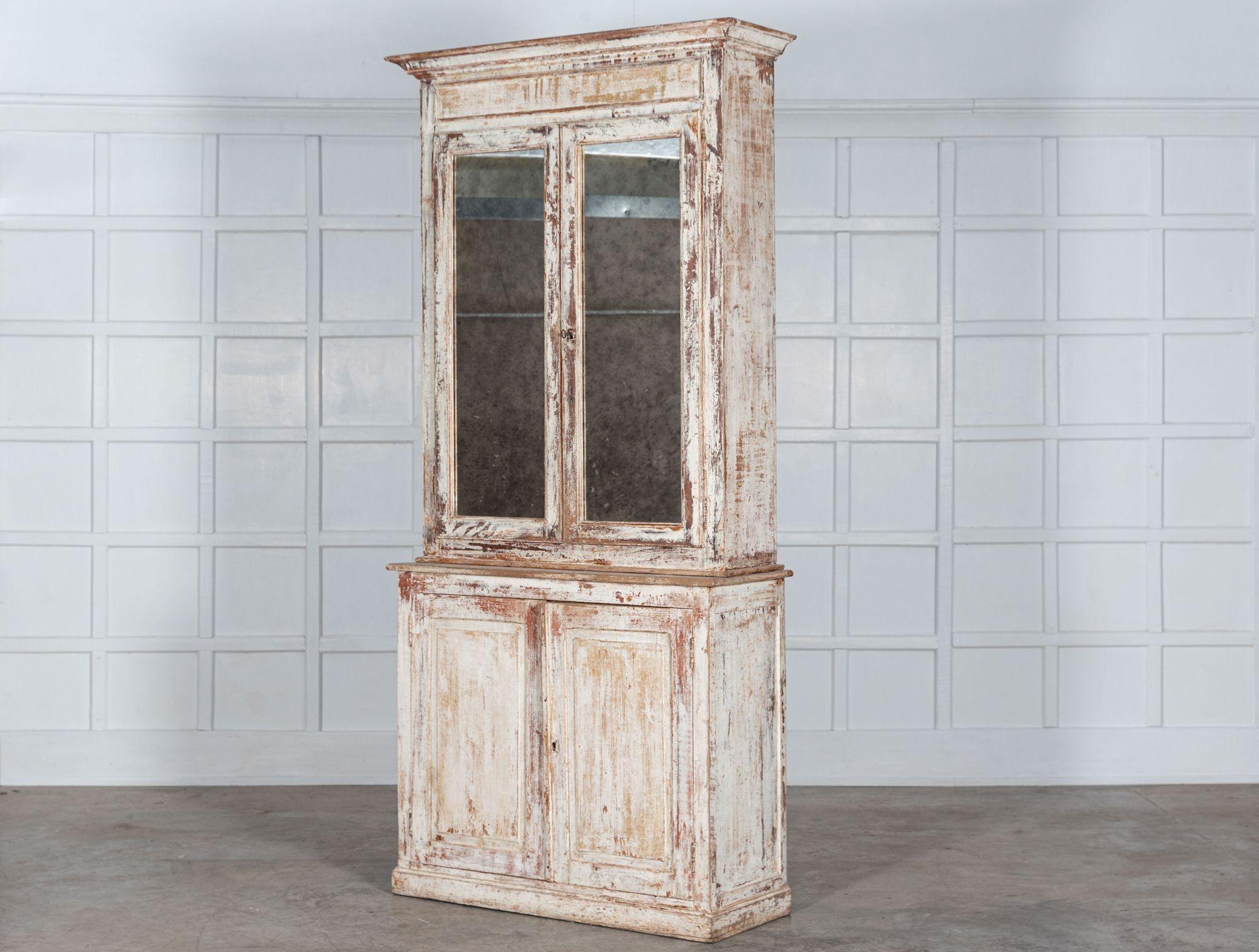 Pine 19thC Austrian Painted Mirrored Vitrine - Cabinet For Sale