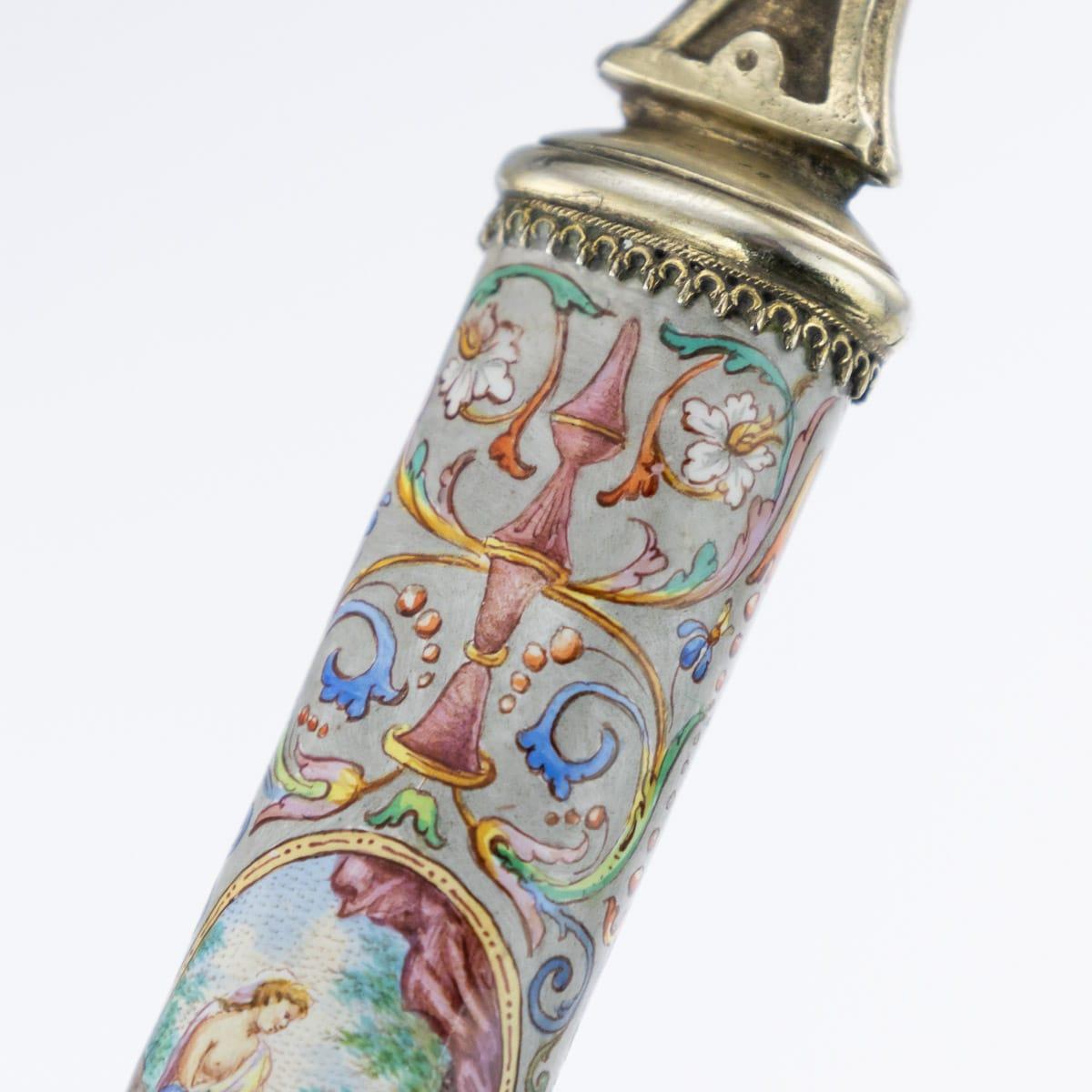 Set de couverts autrichien du 19ème siècle en argent massif, doré et émaillé, Vienne, vers 1880 en vente 8