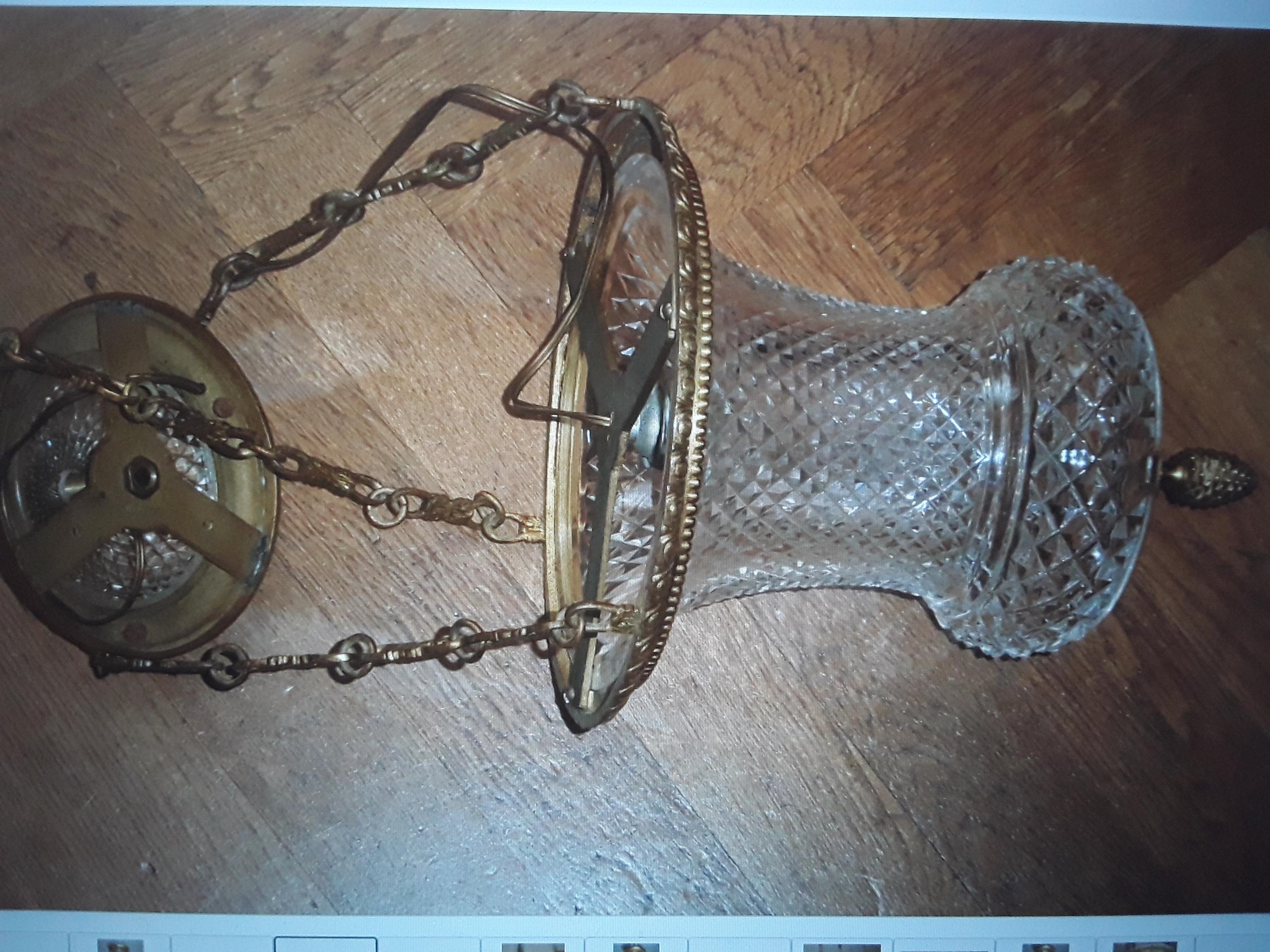 19thc Baccarat France Louis XVI style Cut Crystal & Bronze Ceiling Lantern For Sale 11