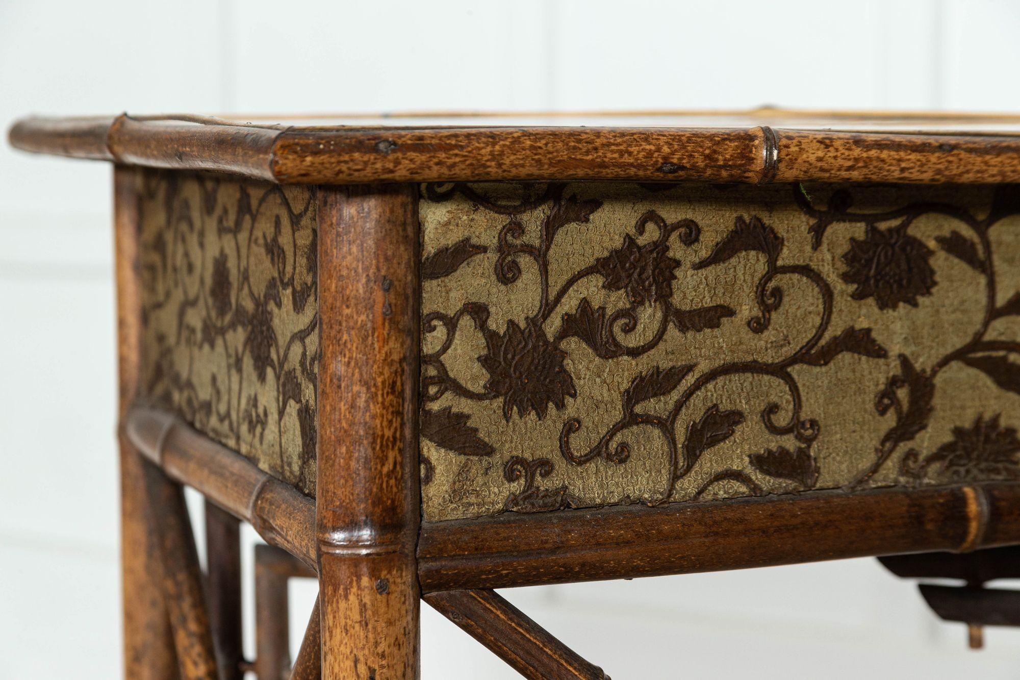 19thC Bamboo Chinoiserie Corner Table For Sale 9