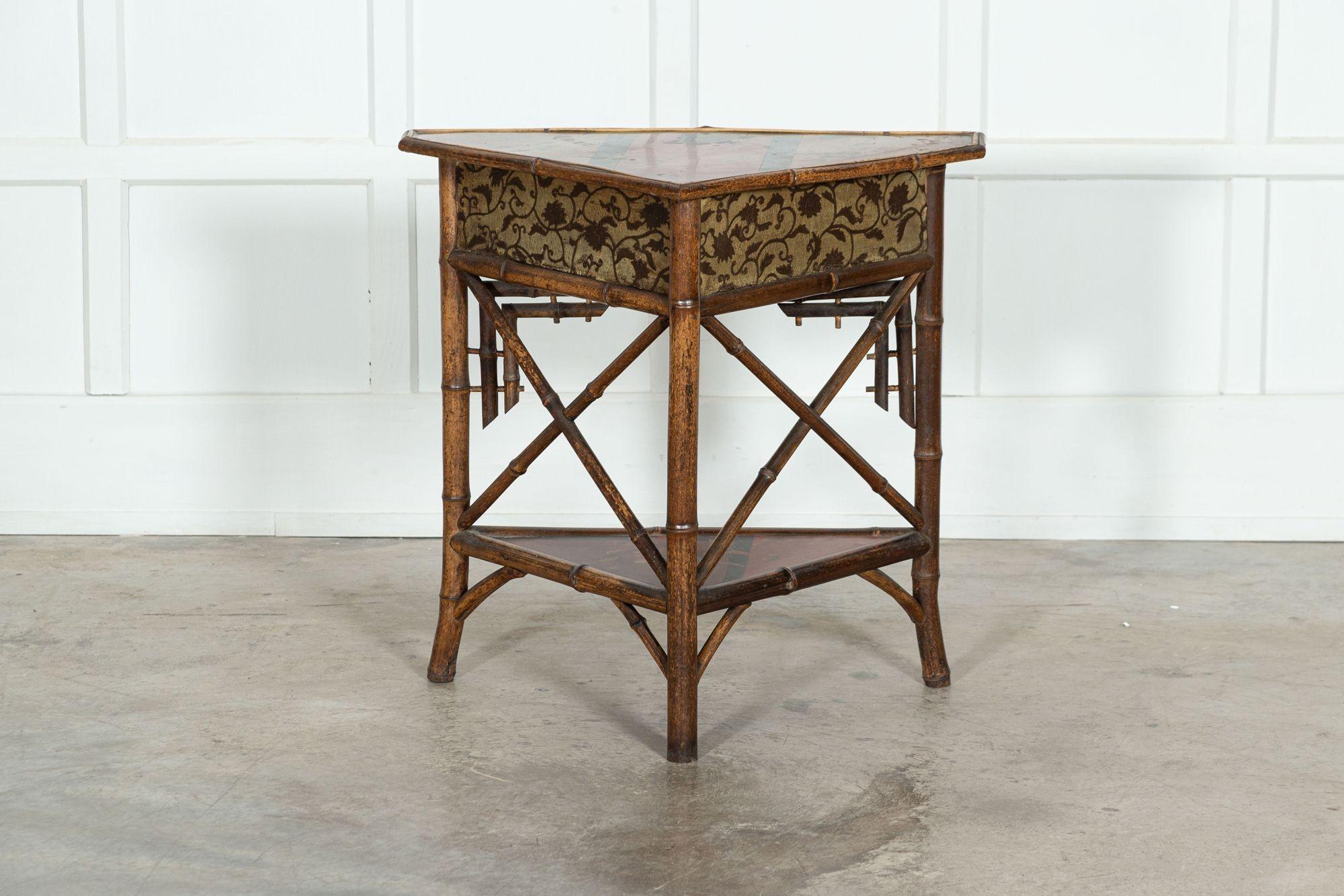 19th Century 19thC Bamboo Chinoiserie Corner Table For Sale