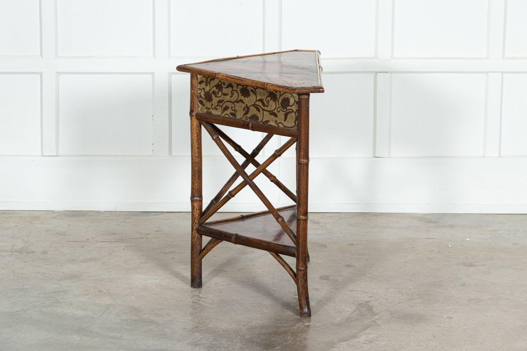 19thC Bamboo Chinoiserie Corner Table For Sale 1