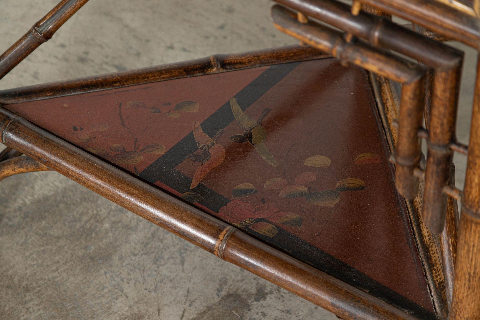 19thC Bamboo Chinoiserie Corner Table For Sale 5