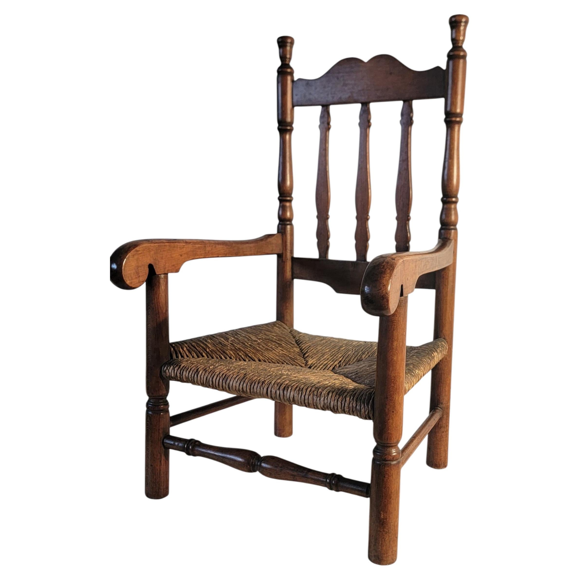 19Thc Banister Back Child;s Chair From New England