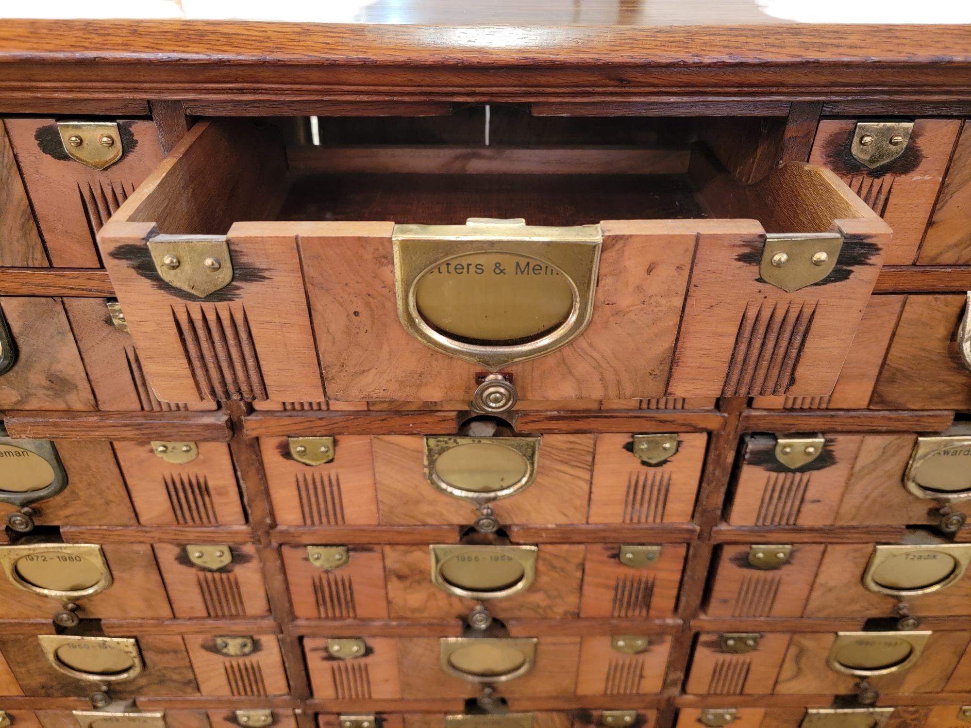 19thc Bank Filing CabinetWith Brass Accents In Good Condition For Sale In Pasadena, CA