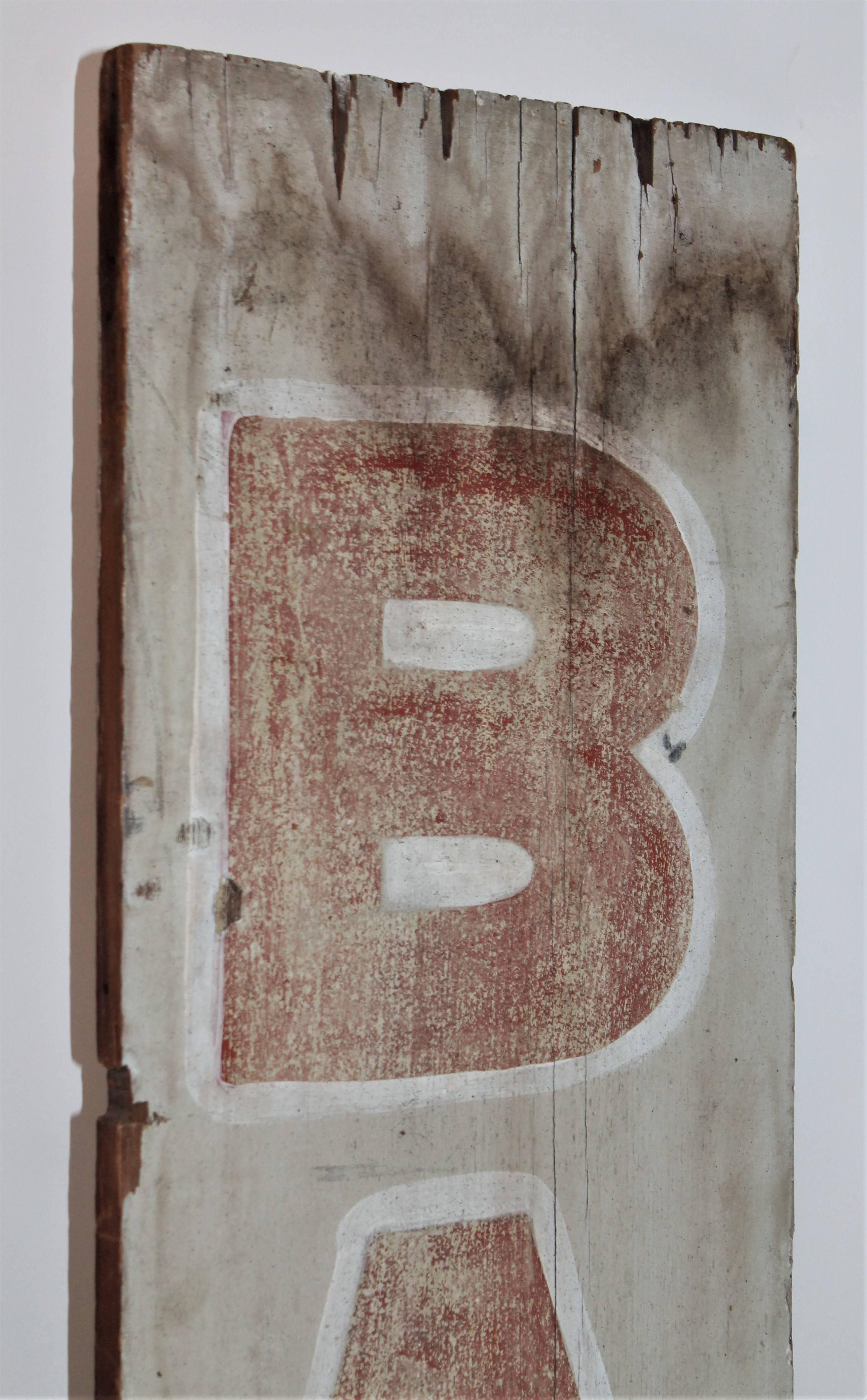 Wood 19th Century Bar Trade Sign in Original Paint