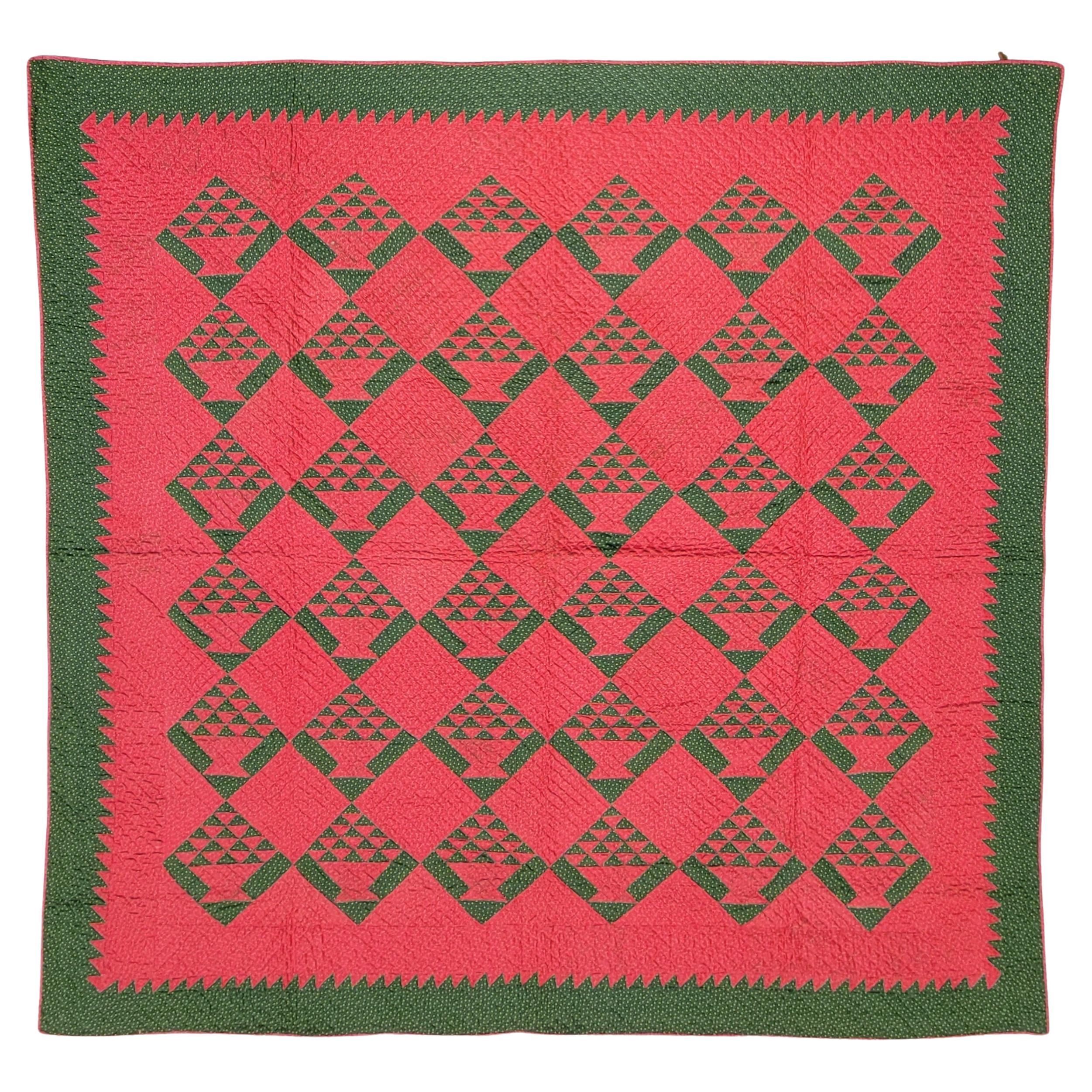 Quilt de paniers de Pennsylvanie du 19e siècle