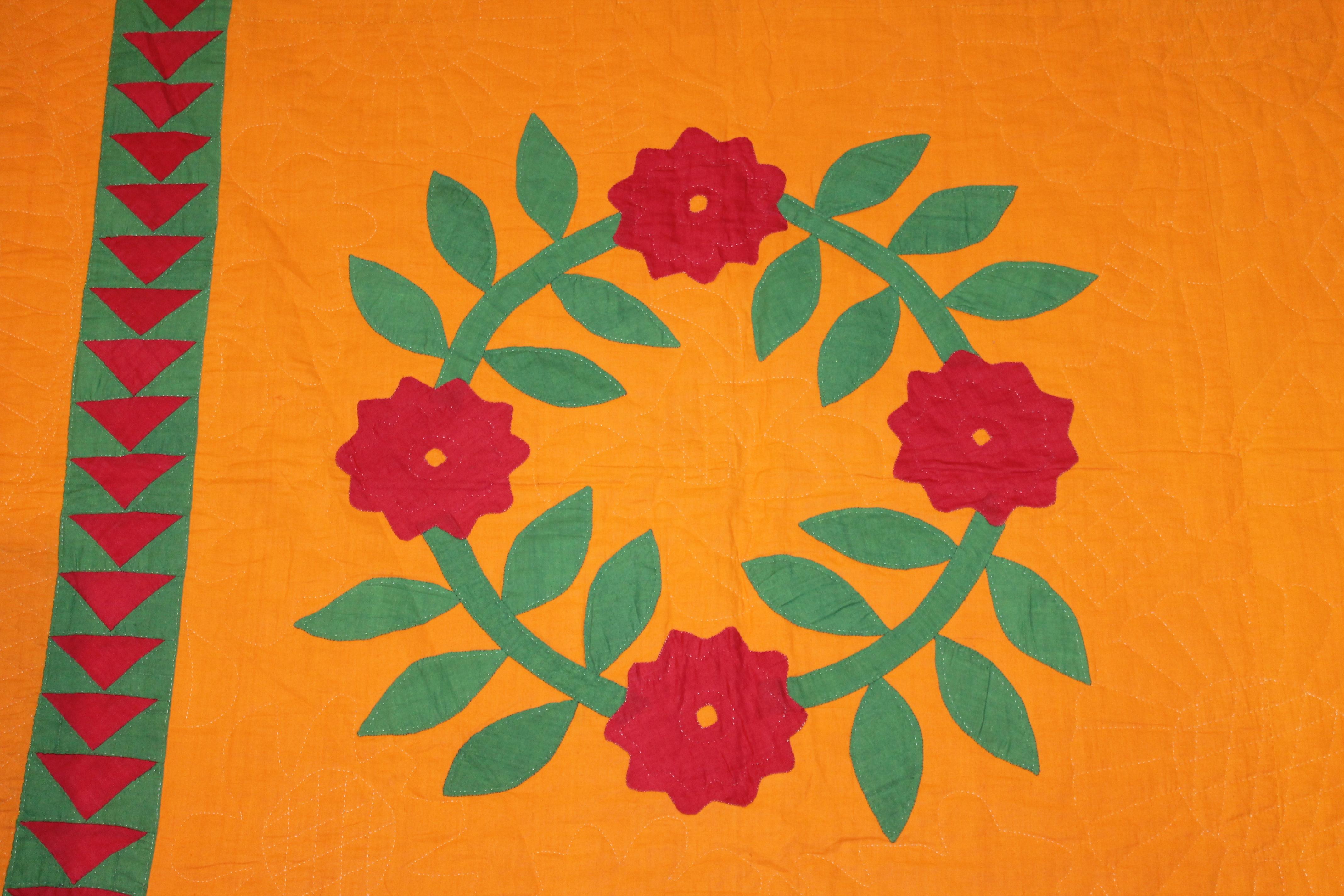 Country 19th Century Berks County Wreath Applique Quilt