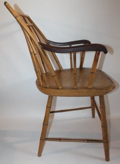 19th Century Bird Cage Windsor Armchair Original Mustard Painted Surface