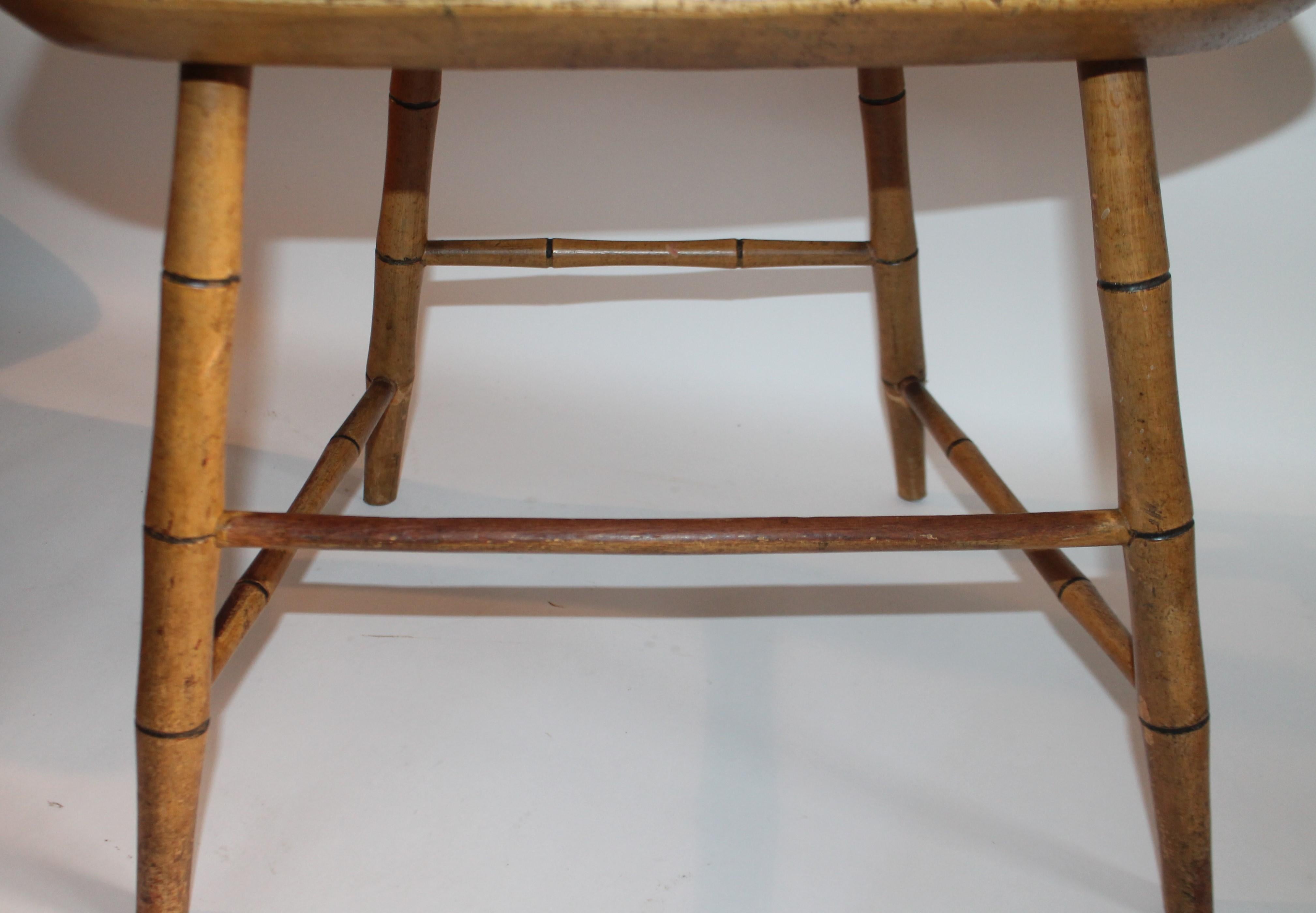 19th Century Bird Cage Windsor Armchair Original Mustard Painted Surface In Good Condition For Sale In Los Angeles, CA