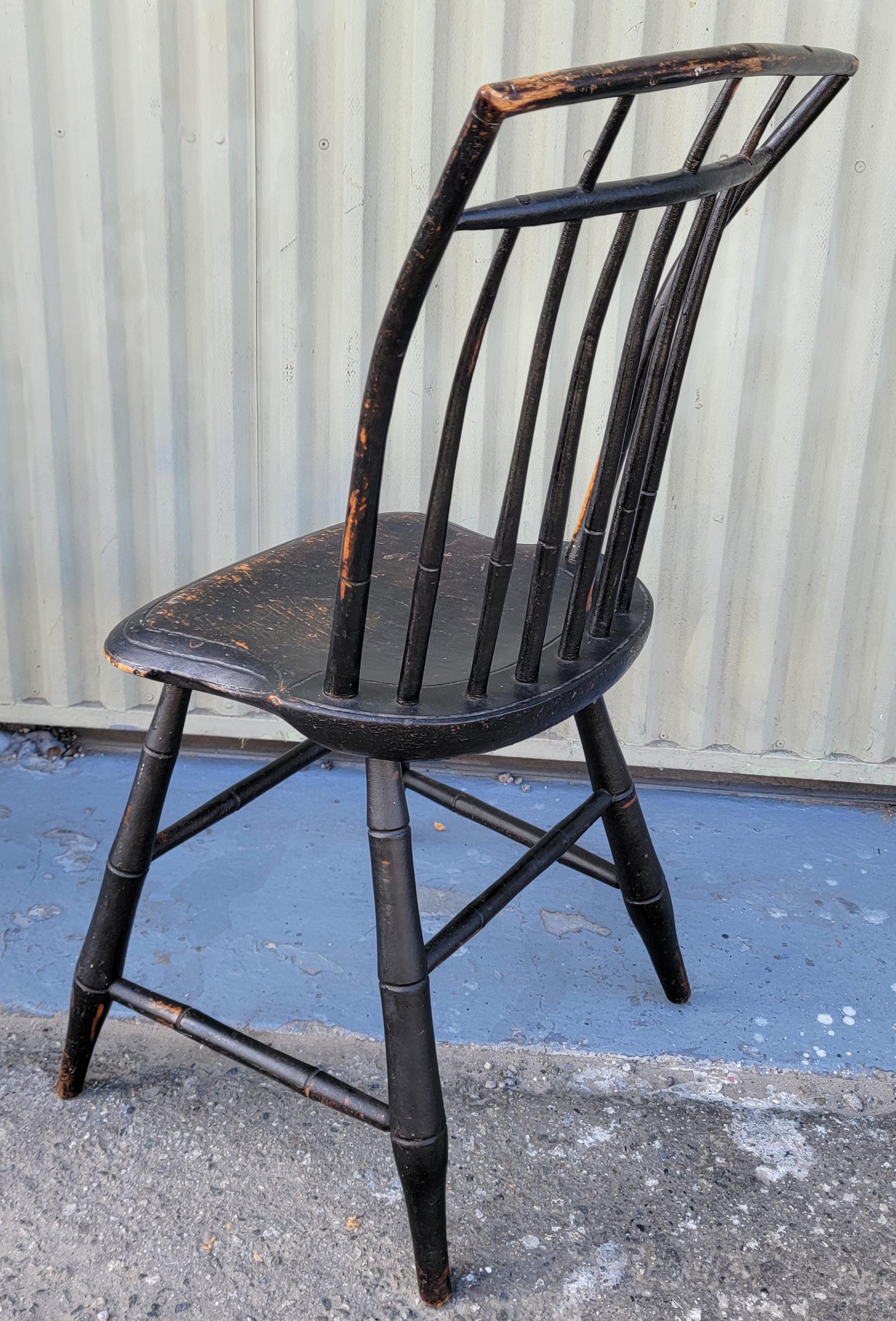 Adirondack 19Thc Bird Cage Windsor Chairs in Original Black Paint For Sale