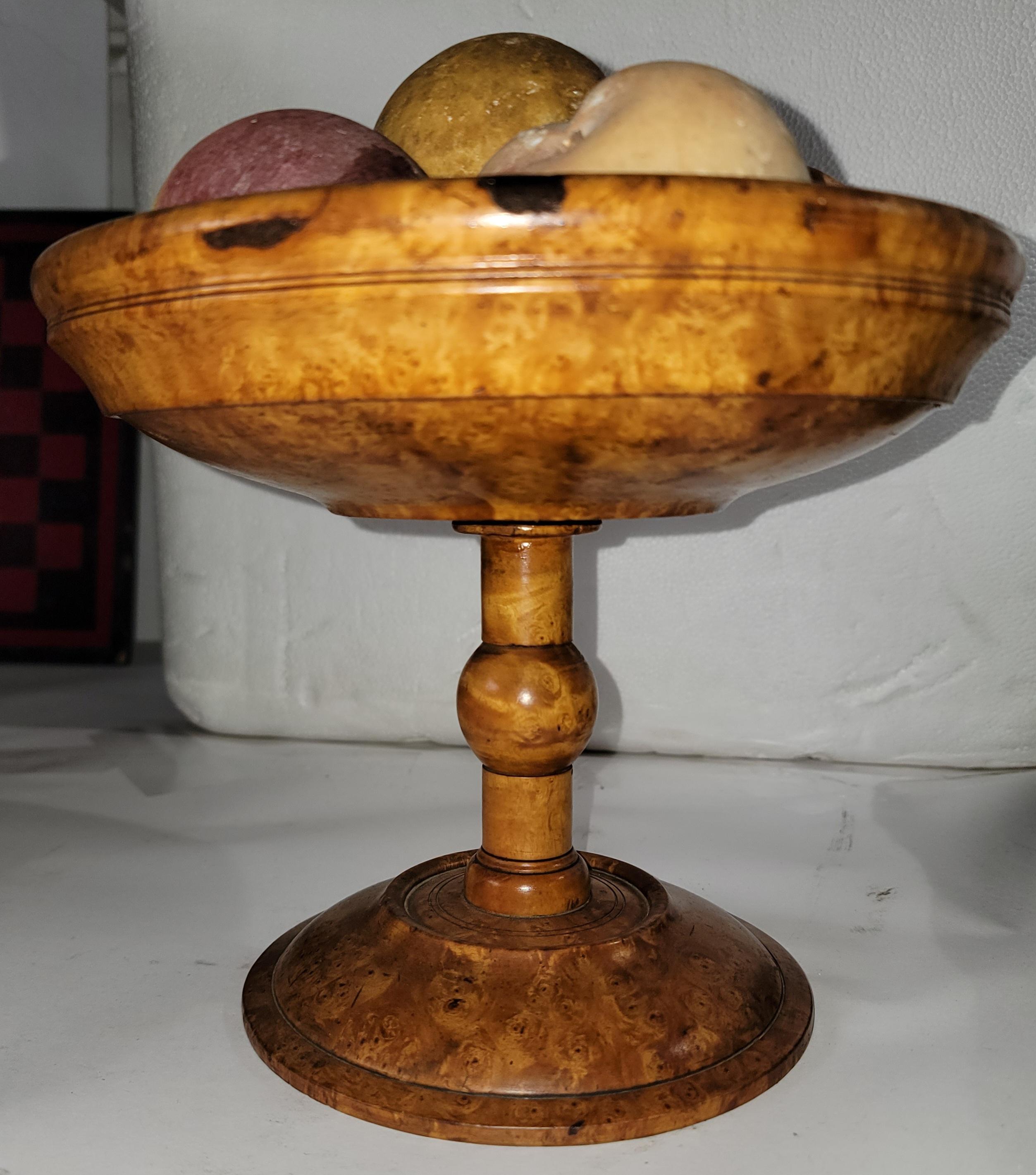 Adirondack 19thc Bird’S-Eye Maple Compote with Stone Fruit For Sale