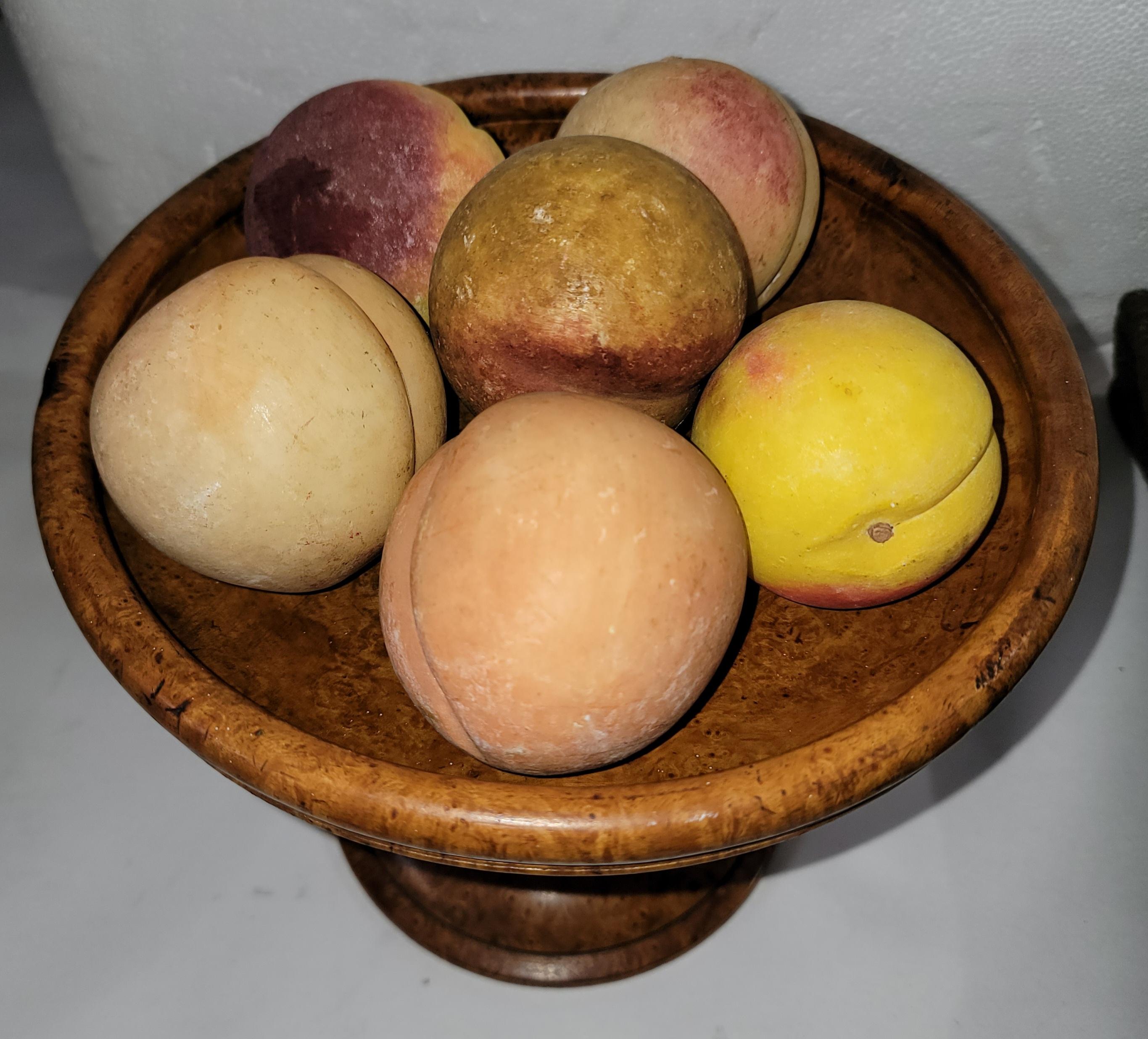 American 19thc Bird’S-Eye Maple Compote with Stone Fruit For Sale
