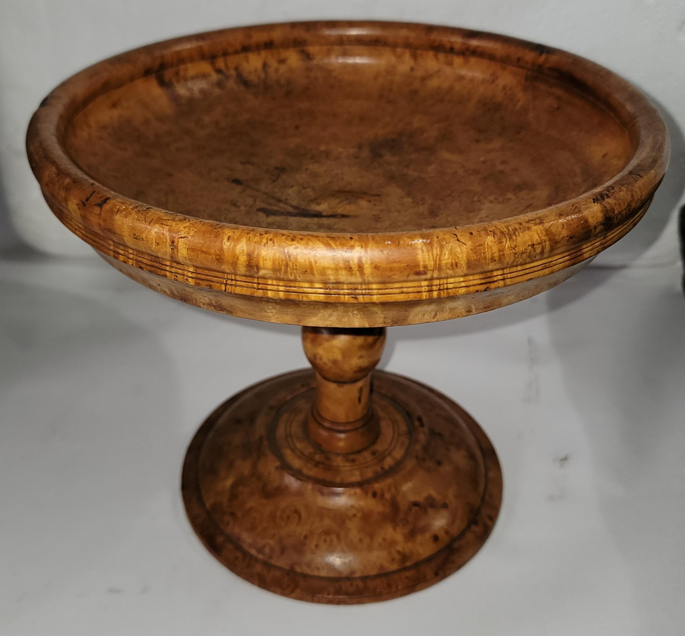 19thc Bird’S-Eye Maple Compote with Stone Fruit In Good Condition For Sale In Los Angeles, CA