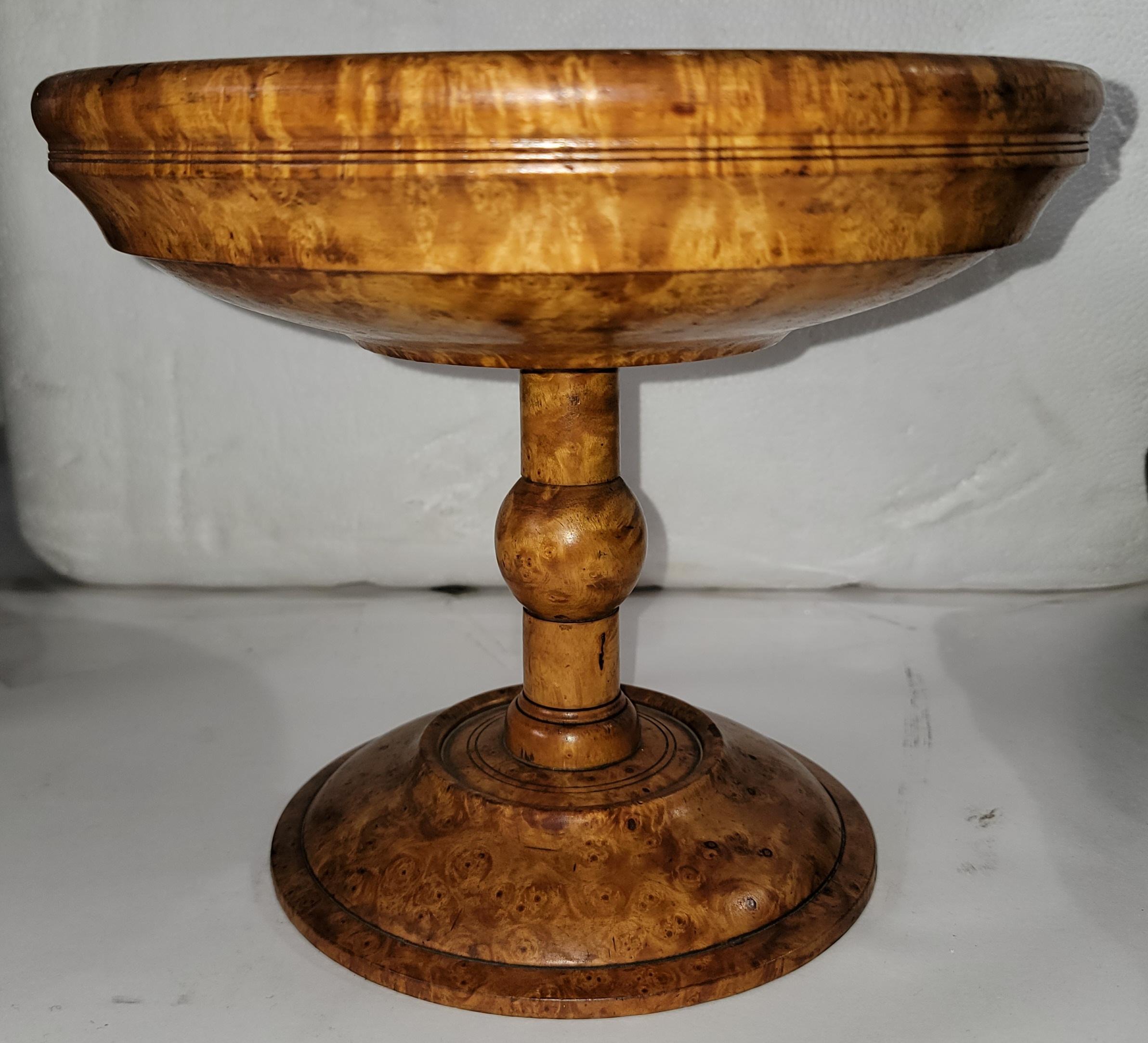 19th Century 19thc Bird’S-Eye Maple Compote with Stone Fruit For Sale