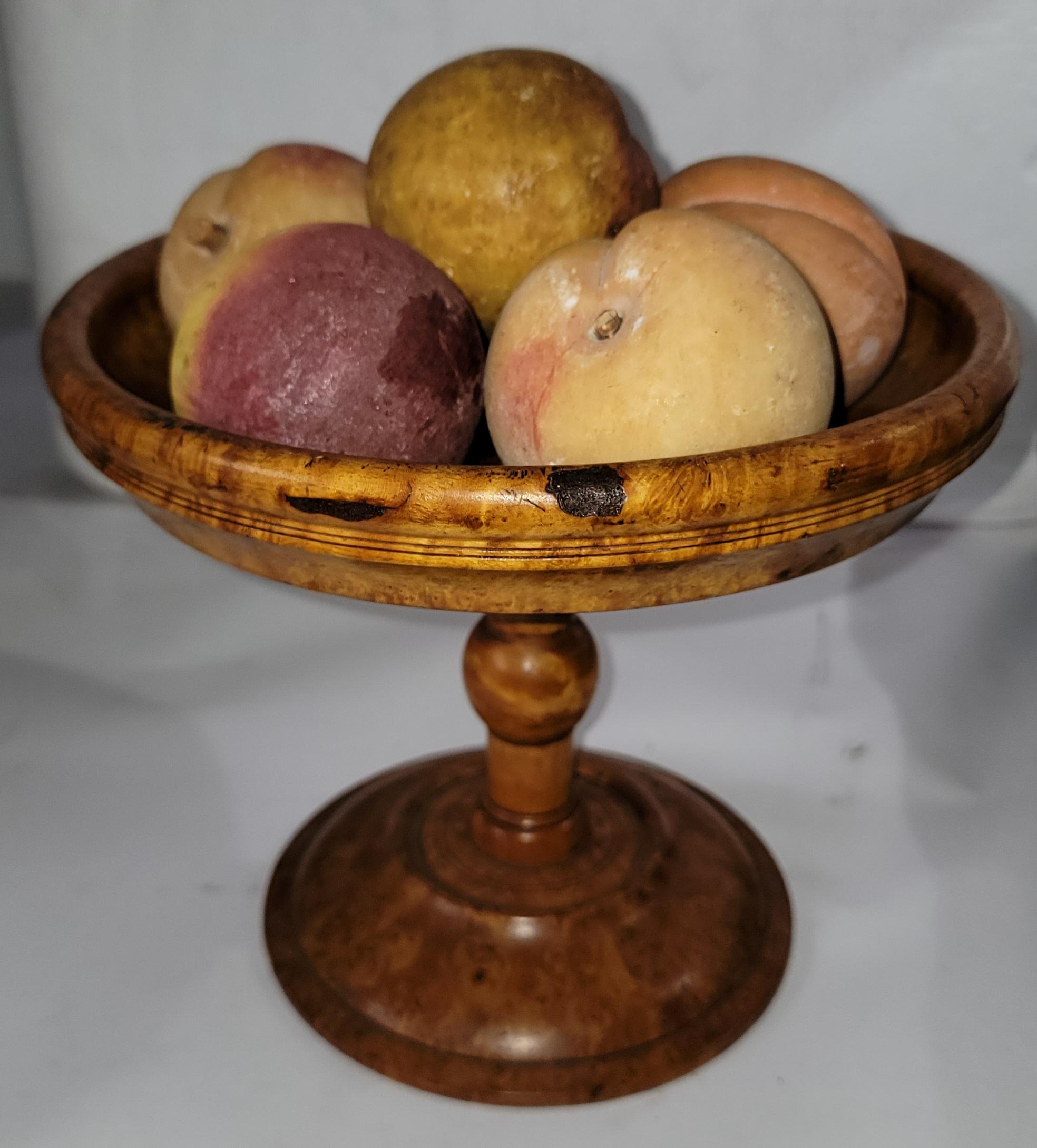 19thc Bird’S-Eye Maple Compote with Stone Fruit For Sale 3