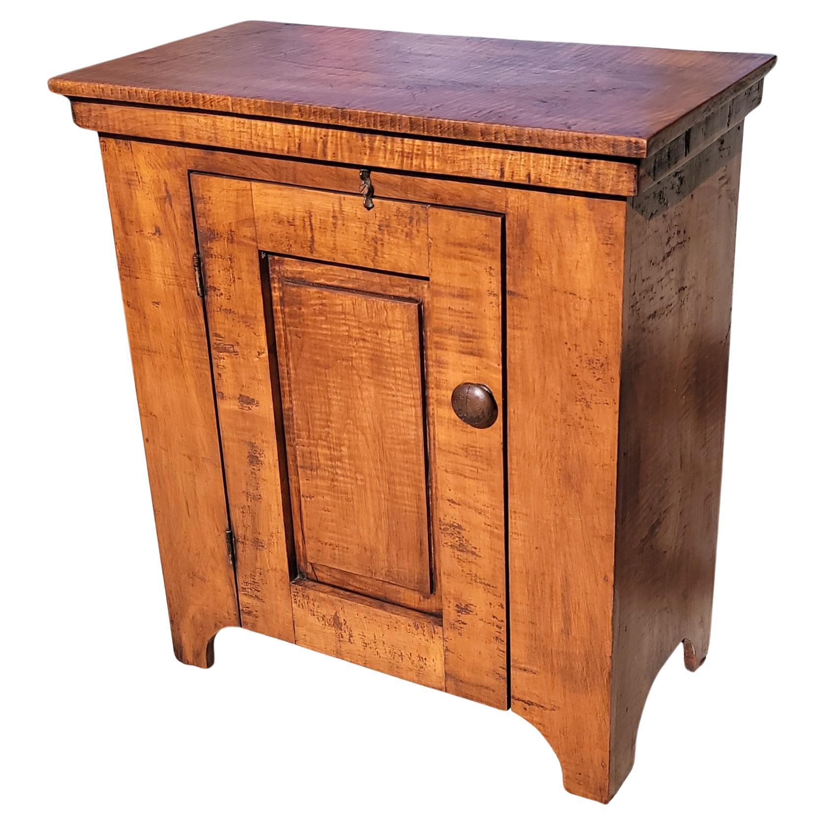 19thc Birdseye Maple Small Floor Cabinet For Sale