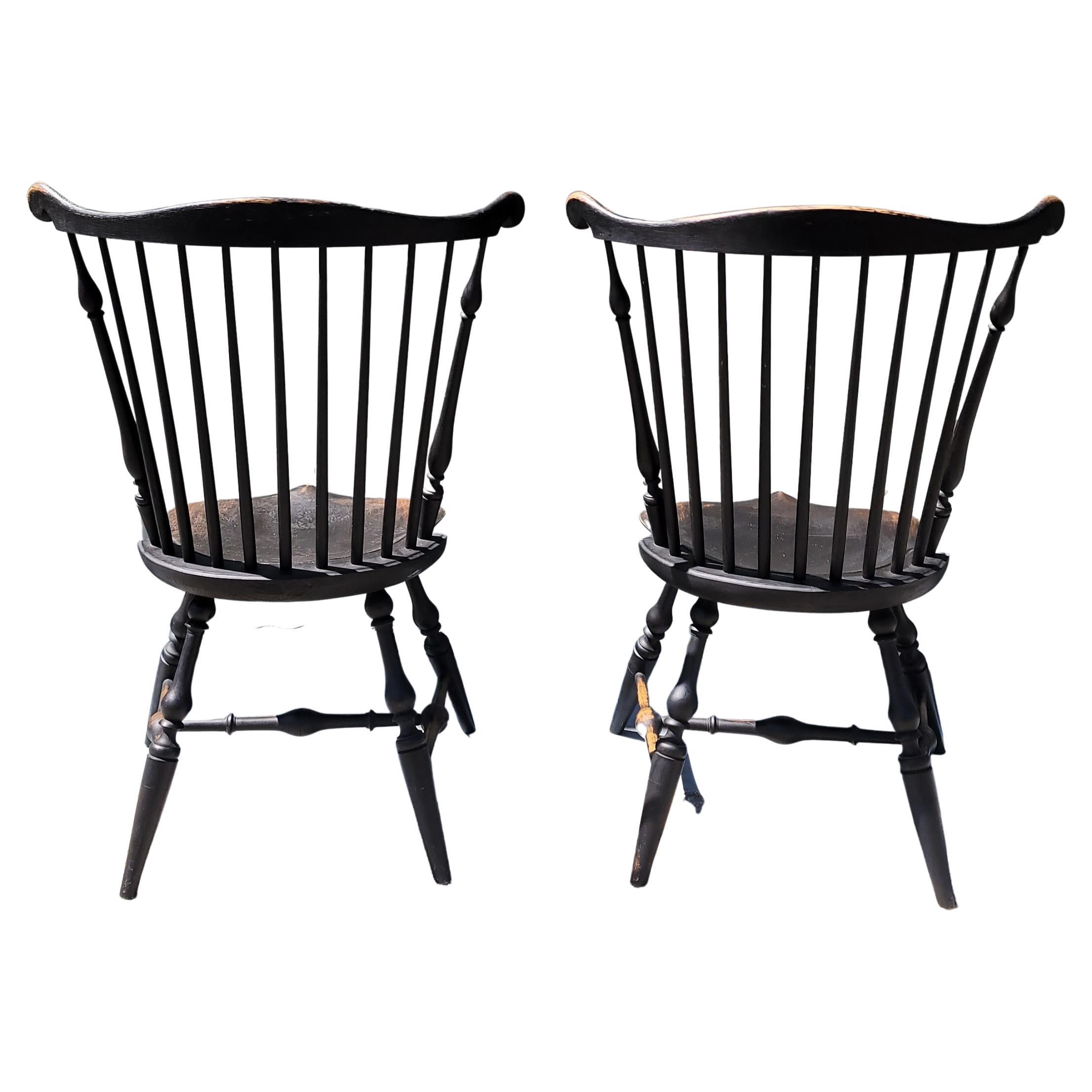 Adirondack 19th Century Black Painted Butterfly Windsor Chairs