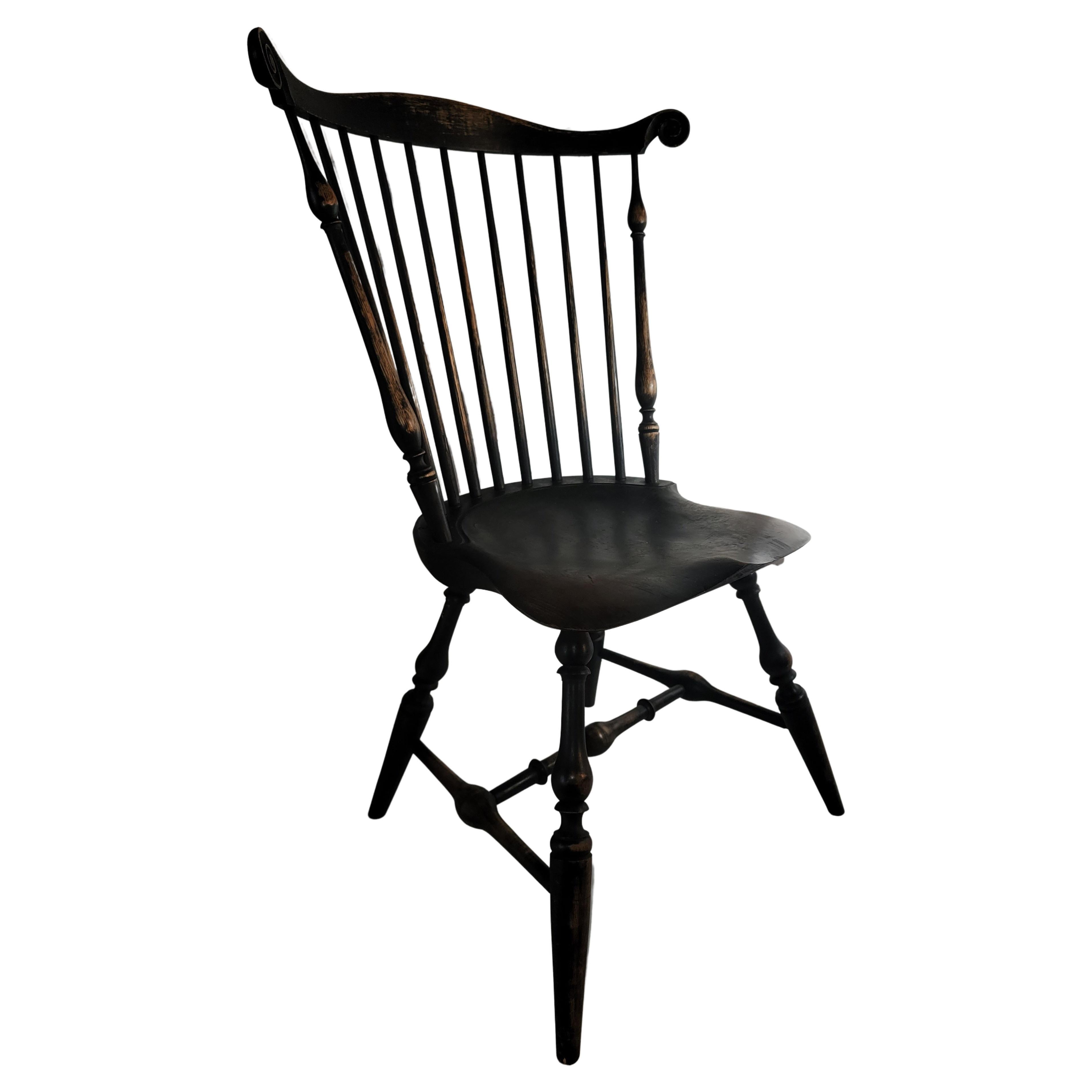 American 19th Century Black Painted Butterfly Windsor Chairs
