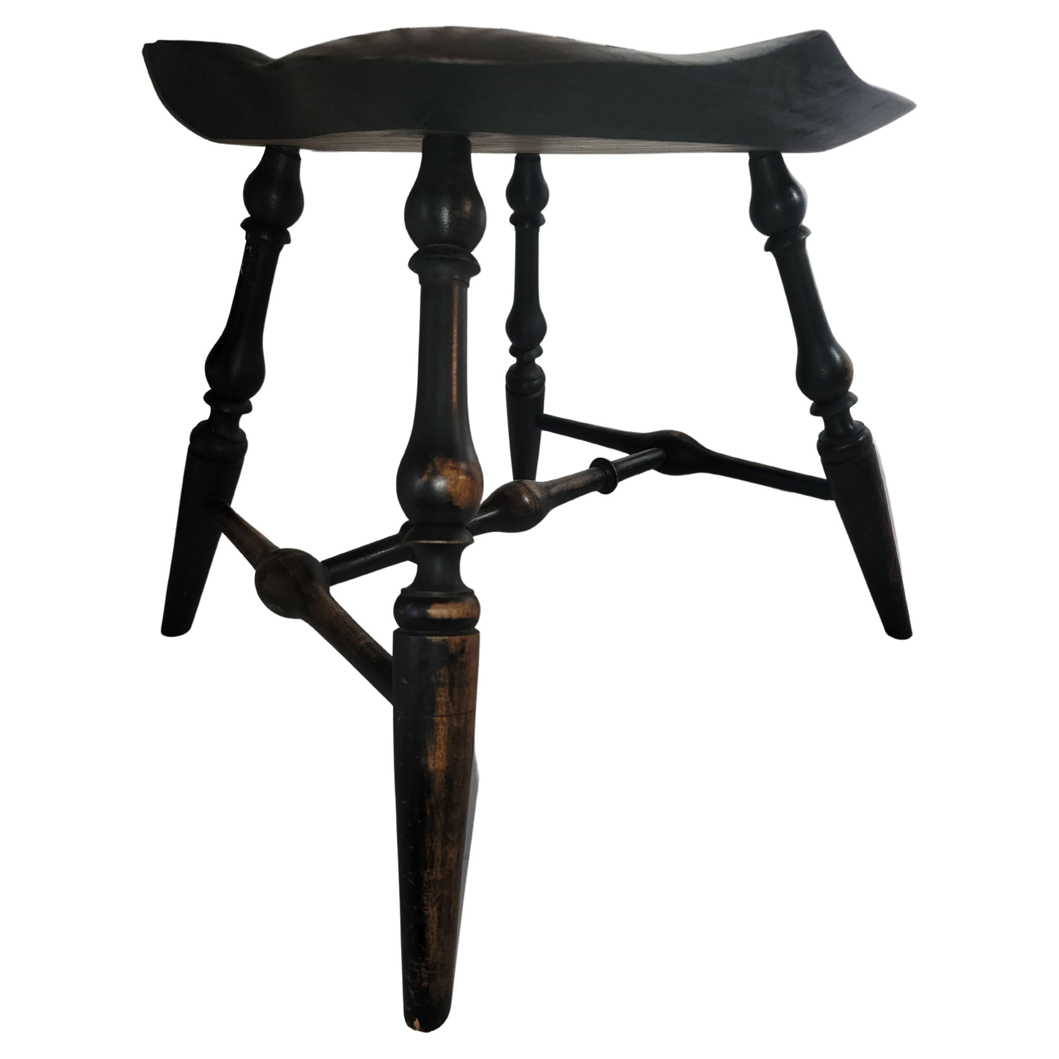 Wood 19th Century Black Painted Butterfly Windsor Chairs