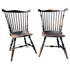 19th Century Black Painted Butterfly Windsor Chairs