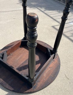 19thc Black Painted Round Tavern Table