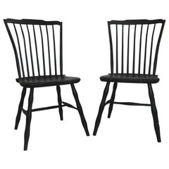 19th Century Pair of Black Painted Windsor Chairs