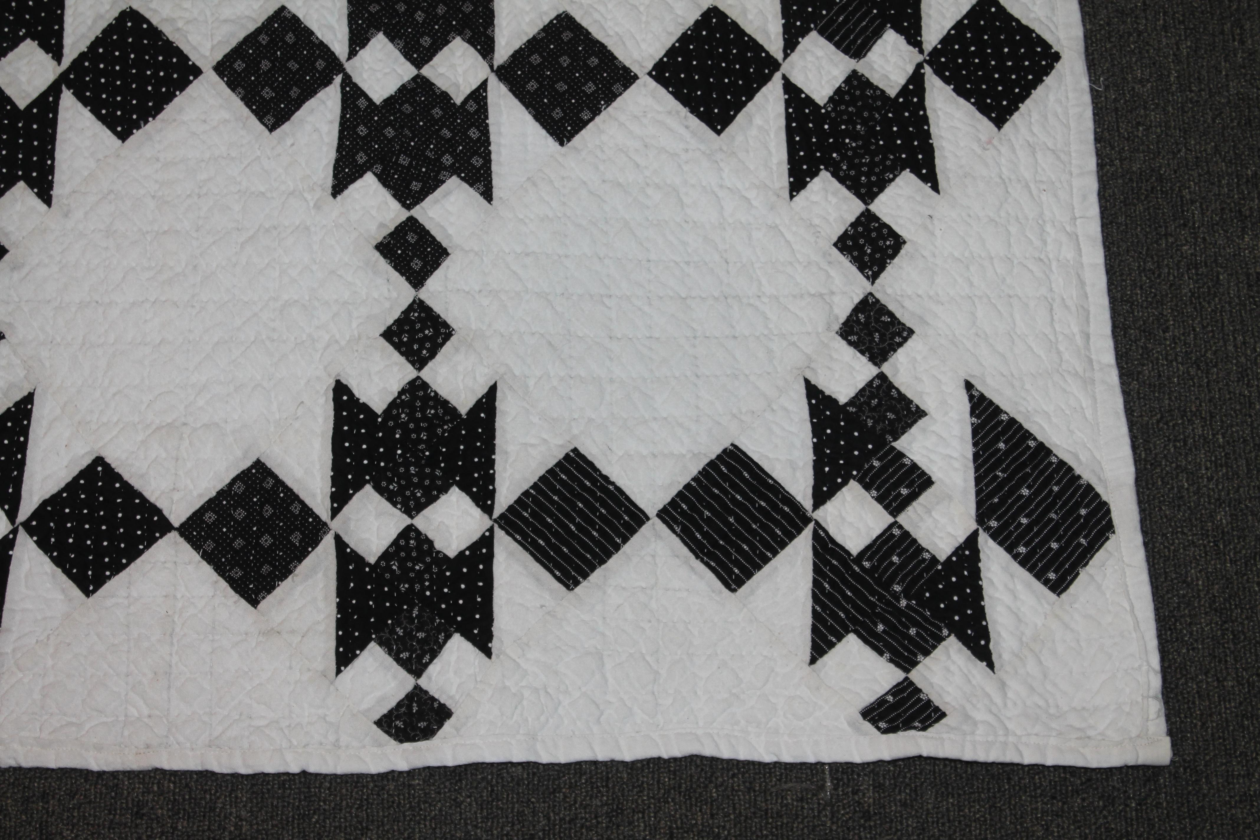 19th Century Black and White Geometric Quilt 3