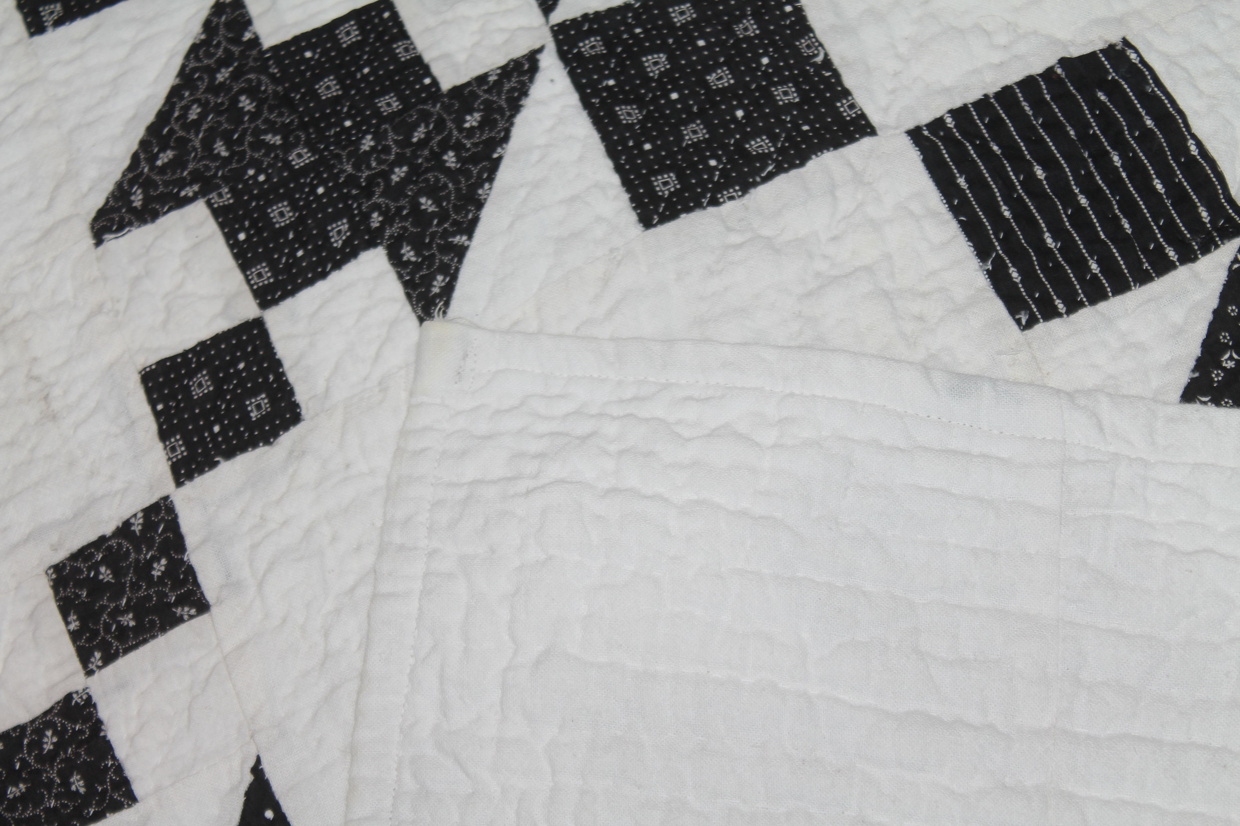 Adirondack 19th Century Black and White Geometric Quilt