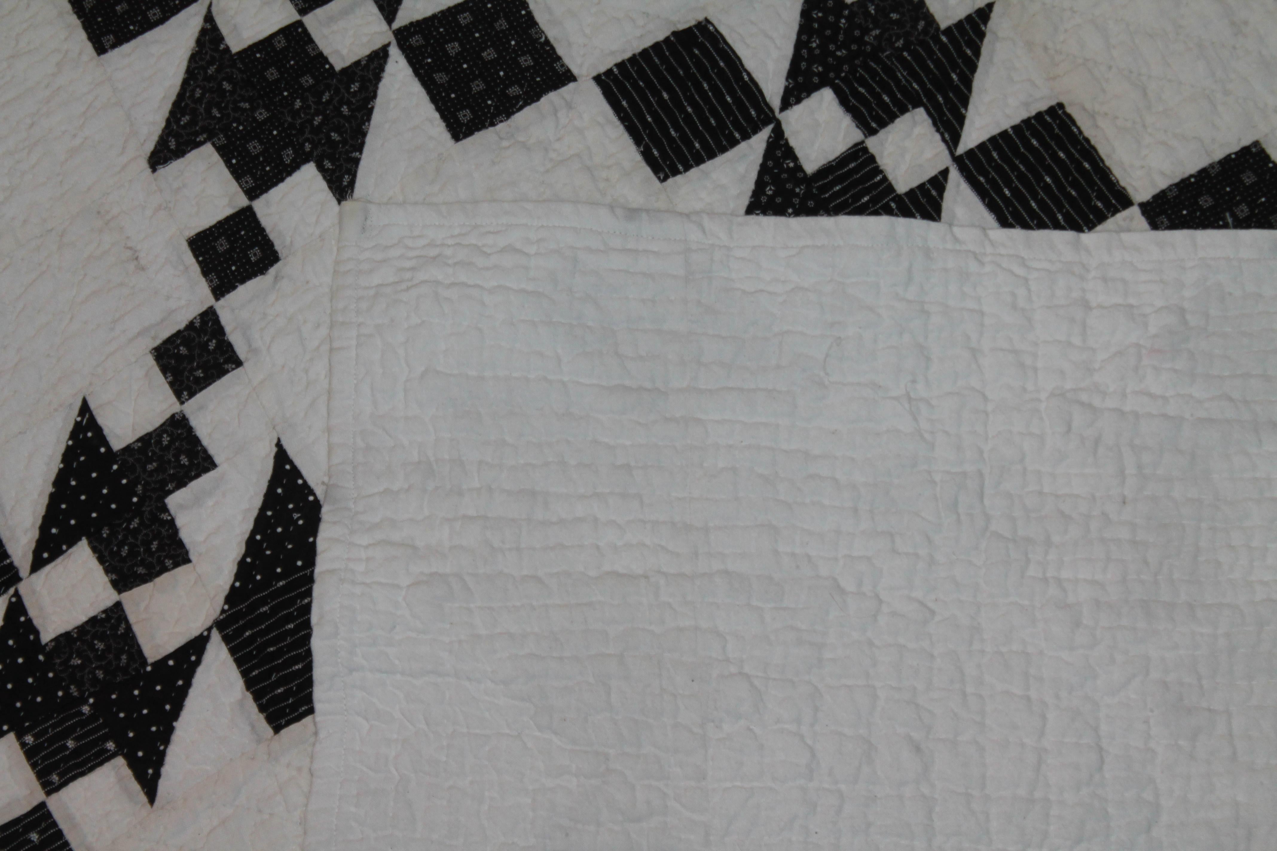 American 19th Century Black and White Geometric Quilt