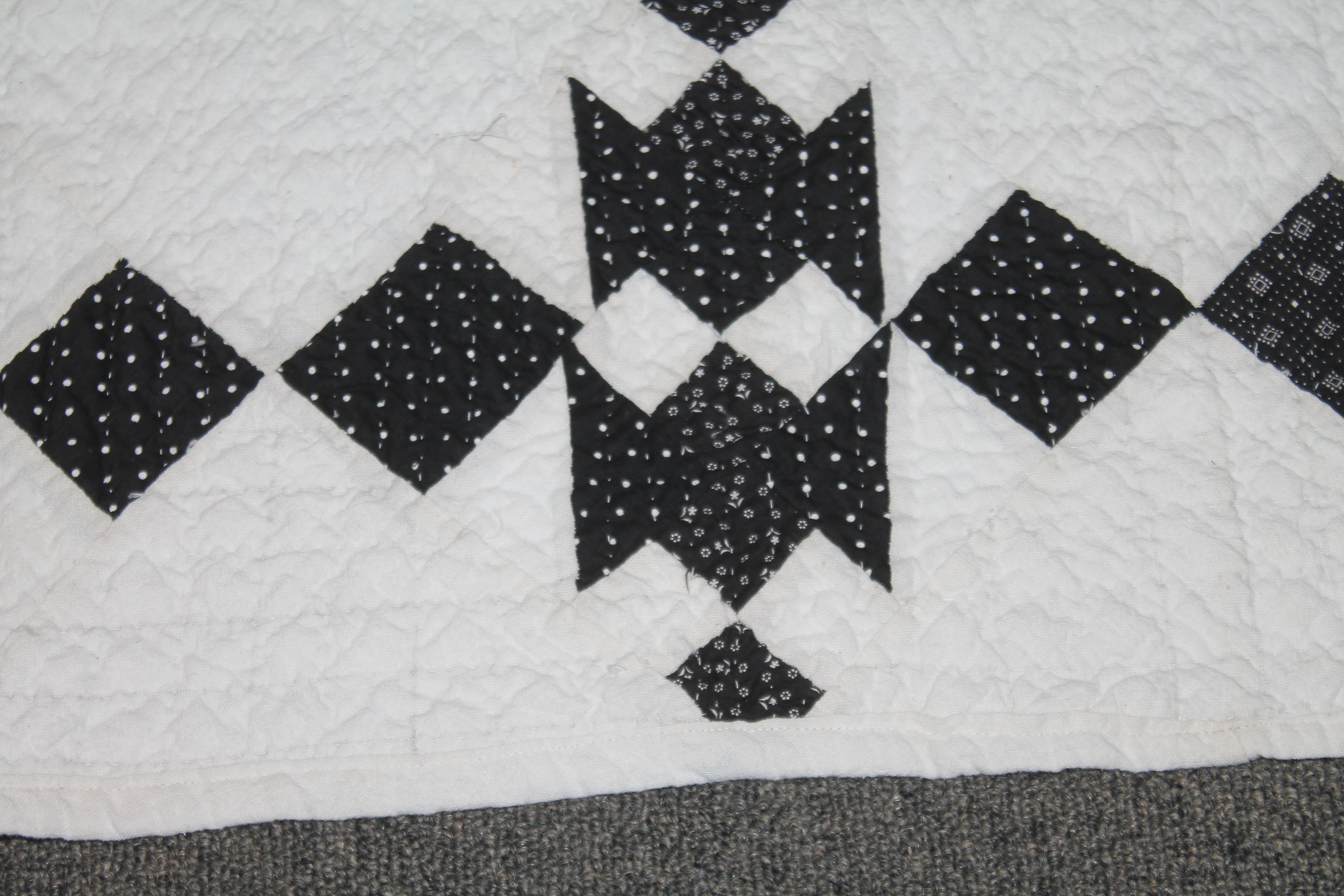 19th Century Black and White Geometric Quilt 1