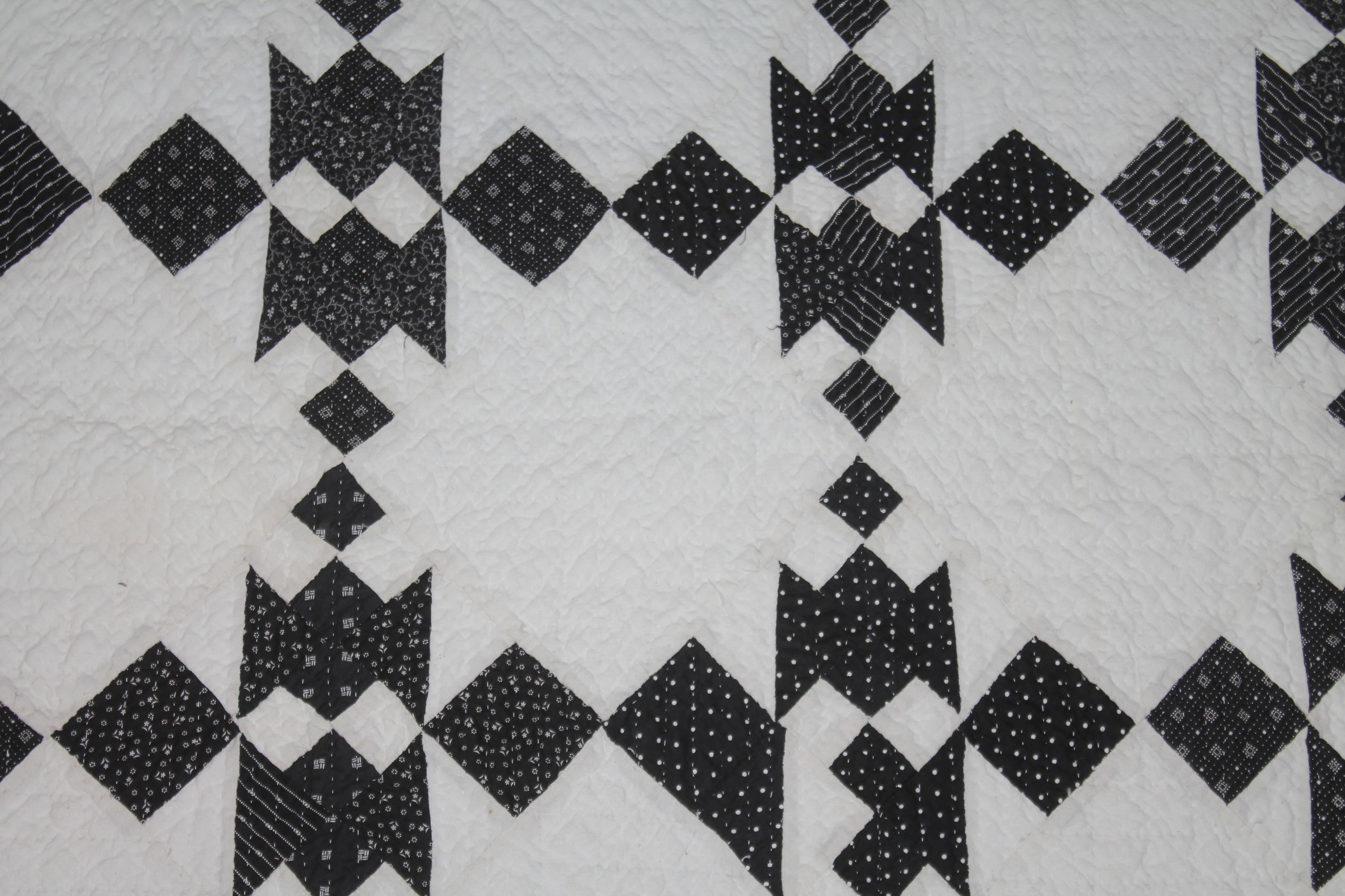 19th Century Black and White Geometric Quilt 2