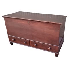 19thc Blanket Chest ( Dower Chest ) With Two Drawers Below