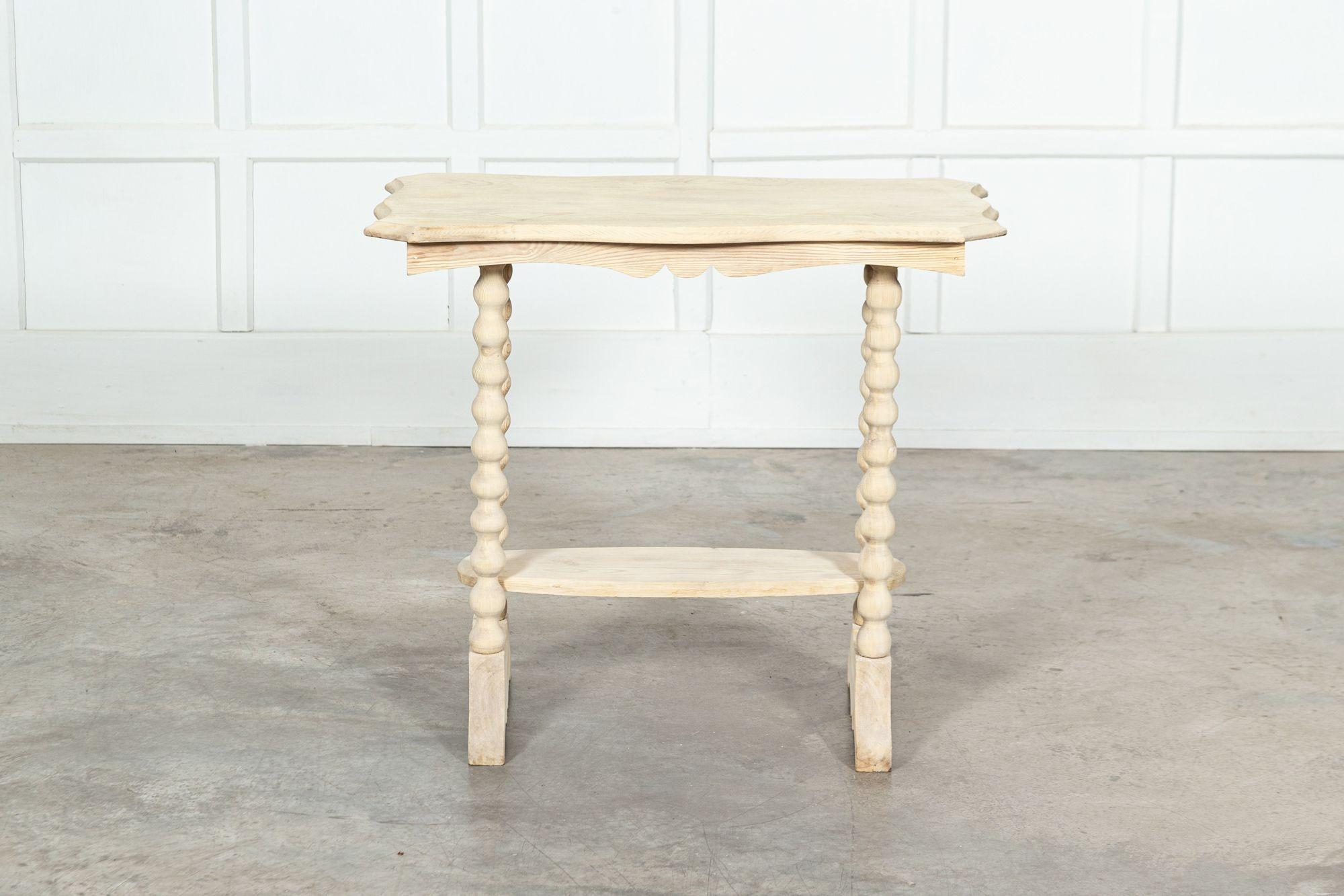 19thC Bleached English Pine Bobbin Side Table For Sale 5