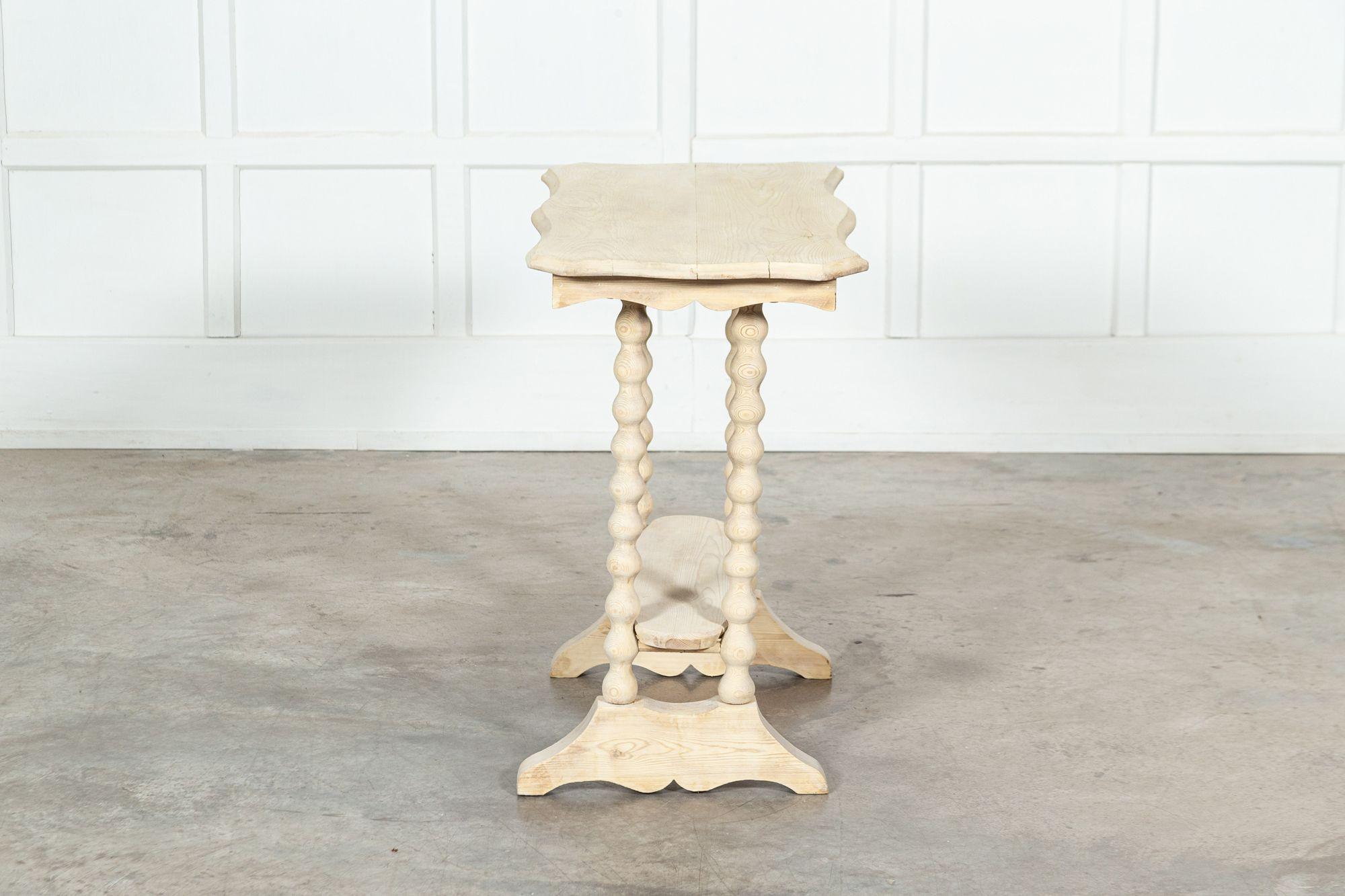 19thC Bleached English Pine Bobbin Side Table For Sale 6