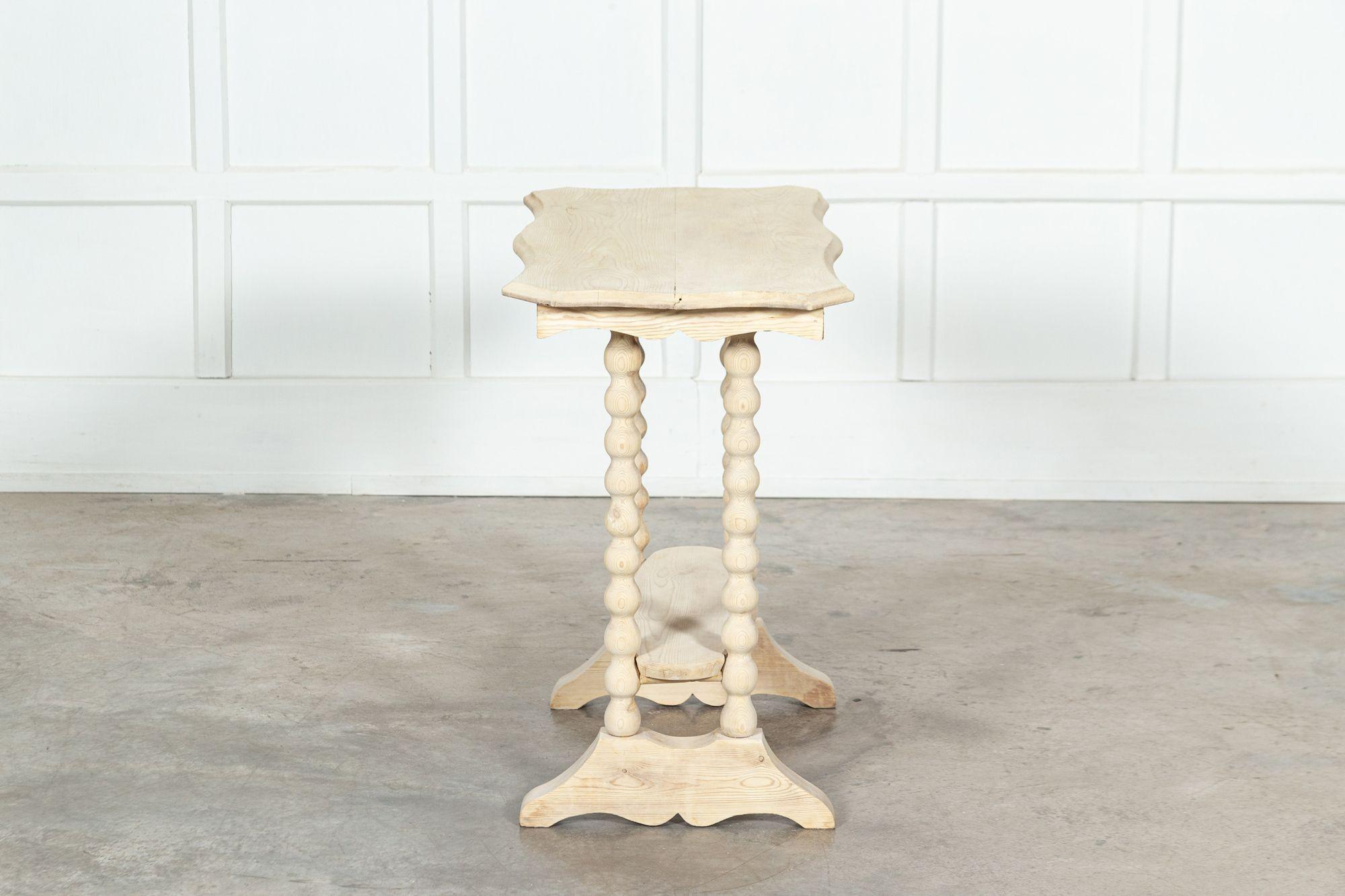 19thC Bleached English Pine Bobbin Side Table For Sale 8