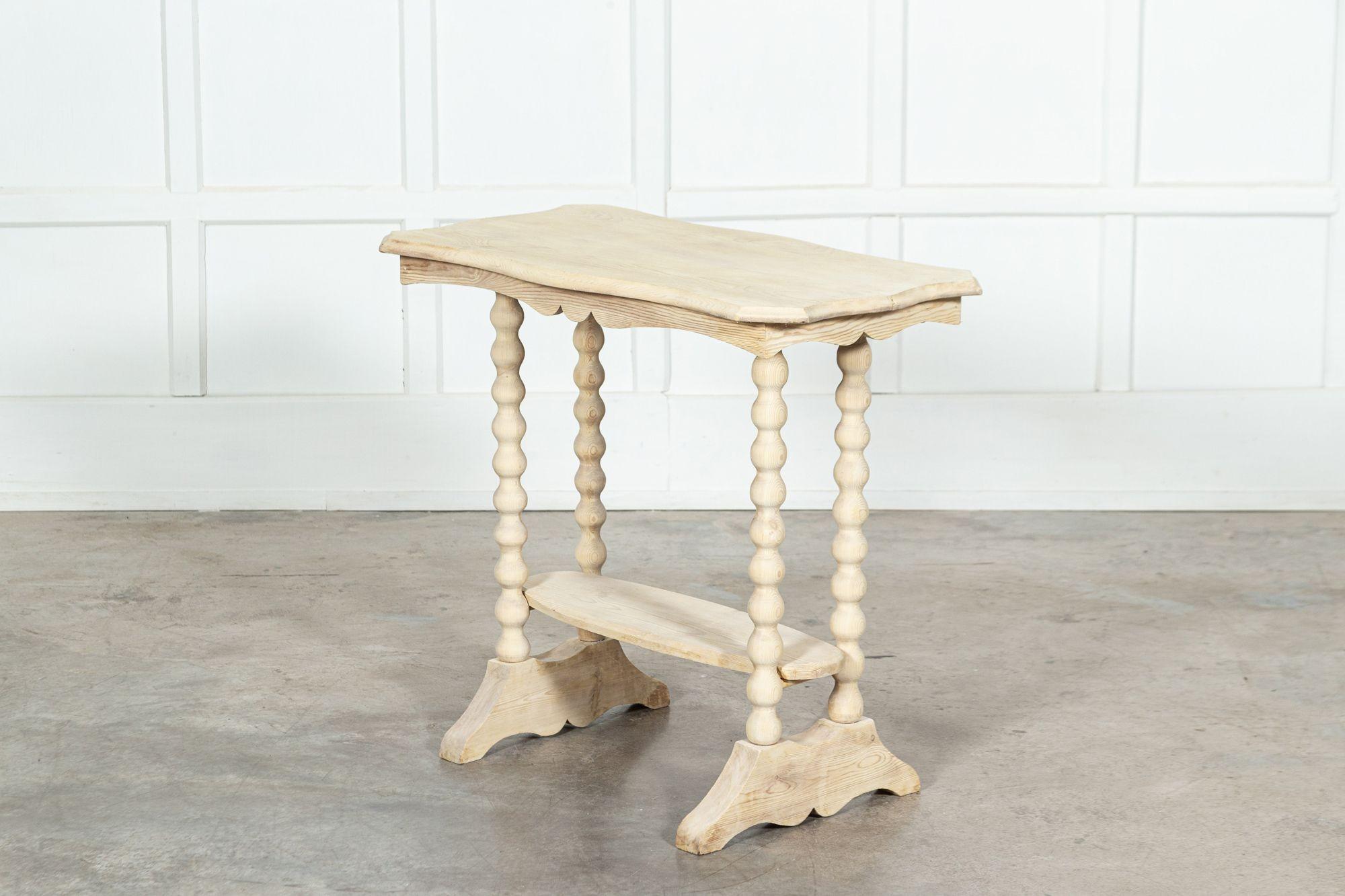 19thC Bleached English Pine Bobbin Side Table For Sale 11