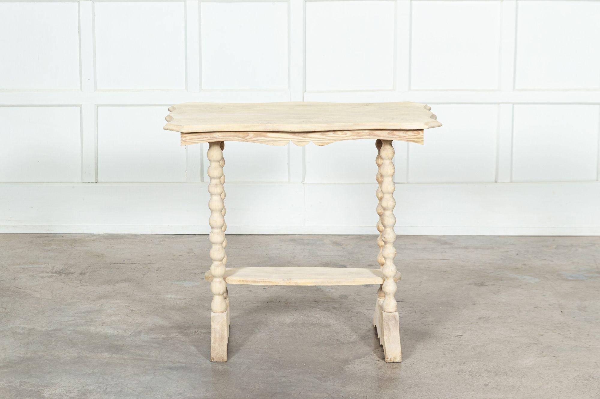 19thC Bleached English Pine Bobbin Side Table For Sale 1