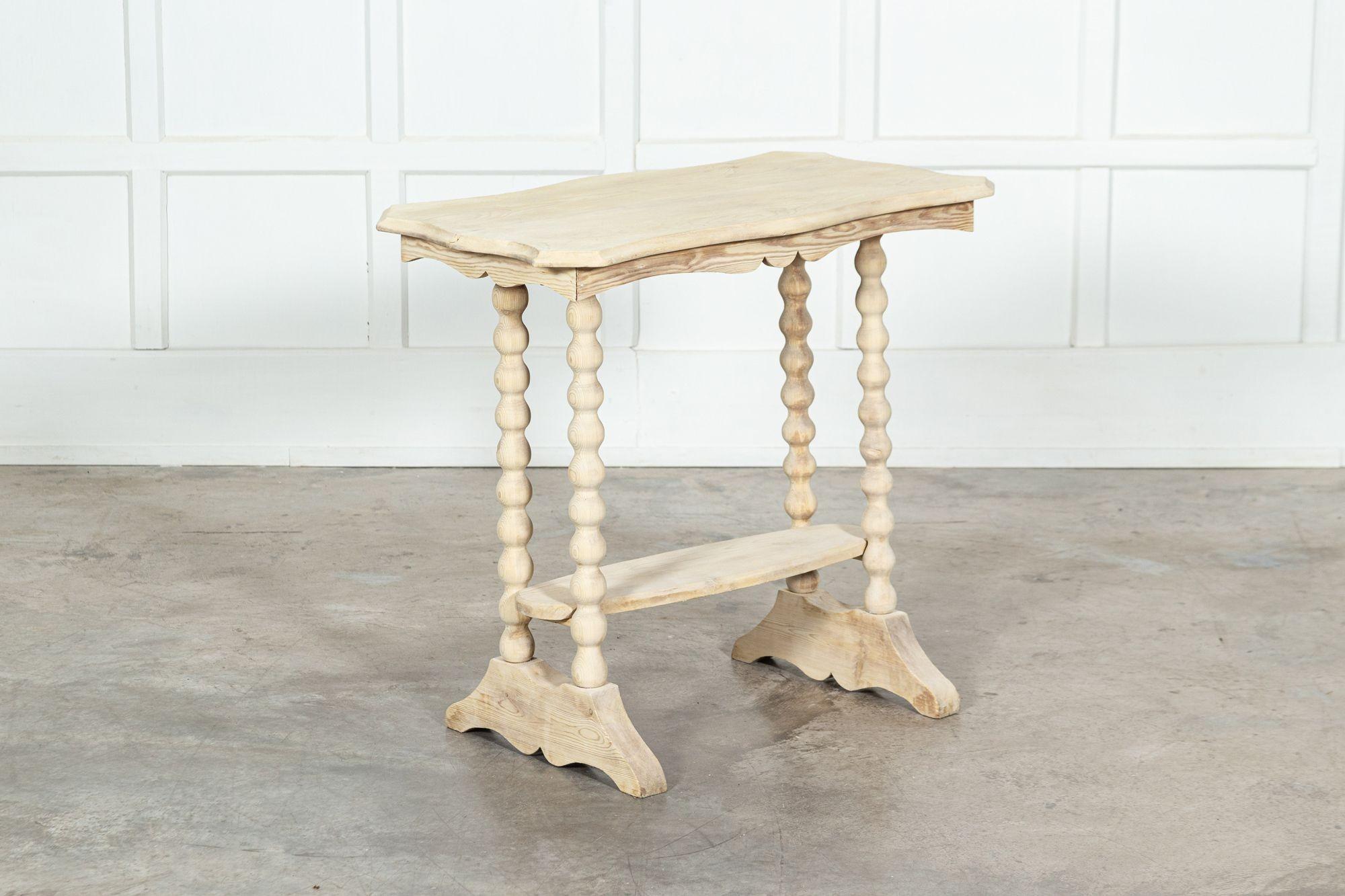 19thC Bleached English Pine Bobbin Side Table For Sale 2