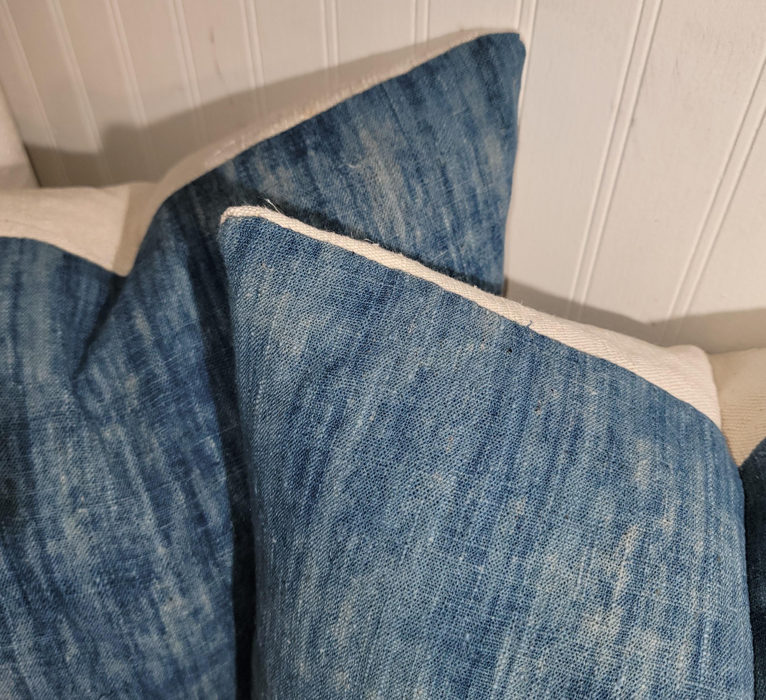 Adirondack 19Thc Blue Homespun Faded Linen Pillows -Pair