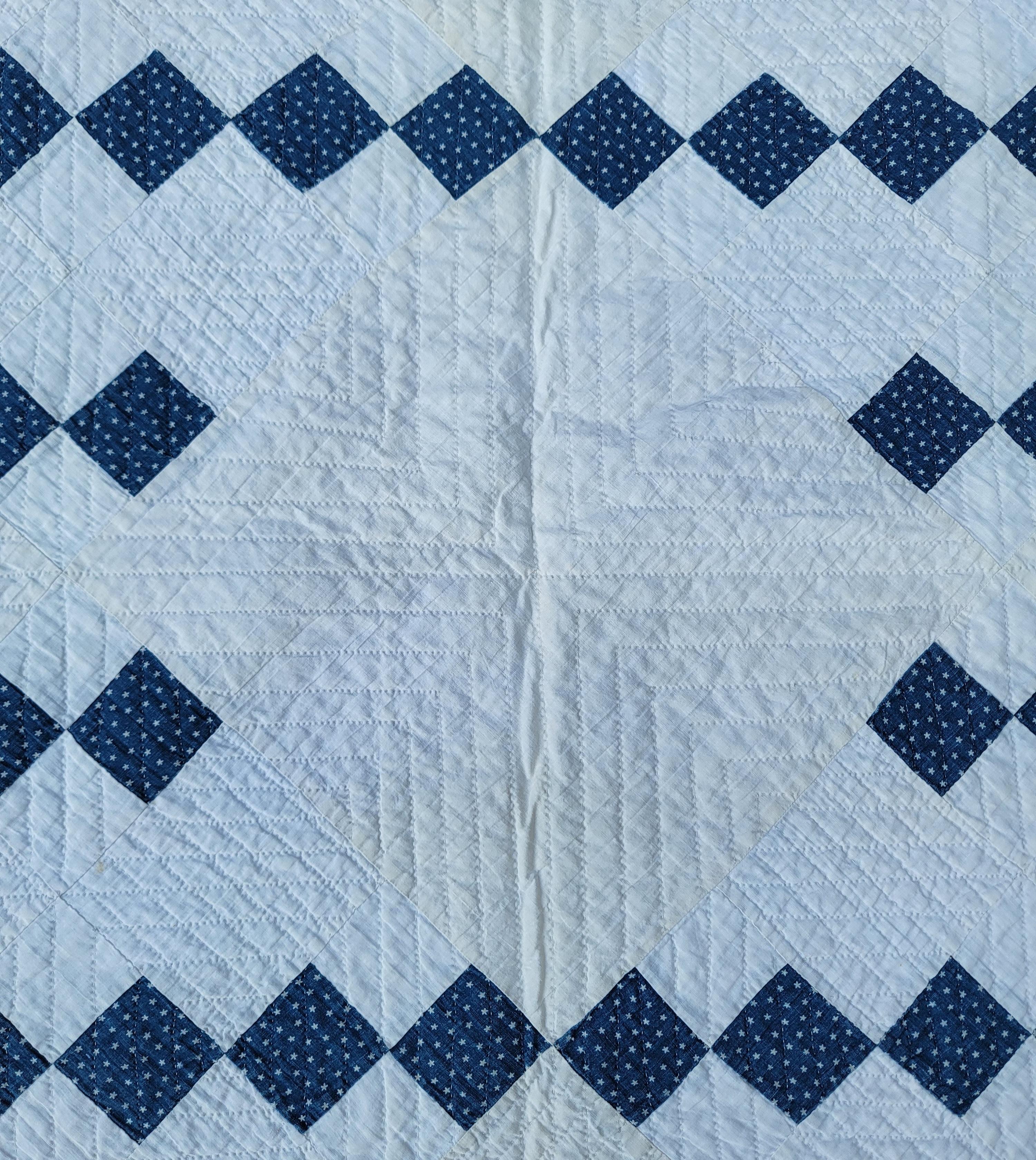 Adirondack 19Thc Blue & White Bow Tie Quilt For Sale