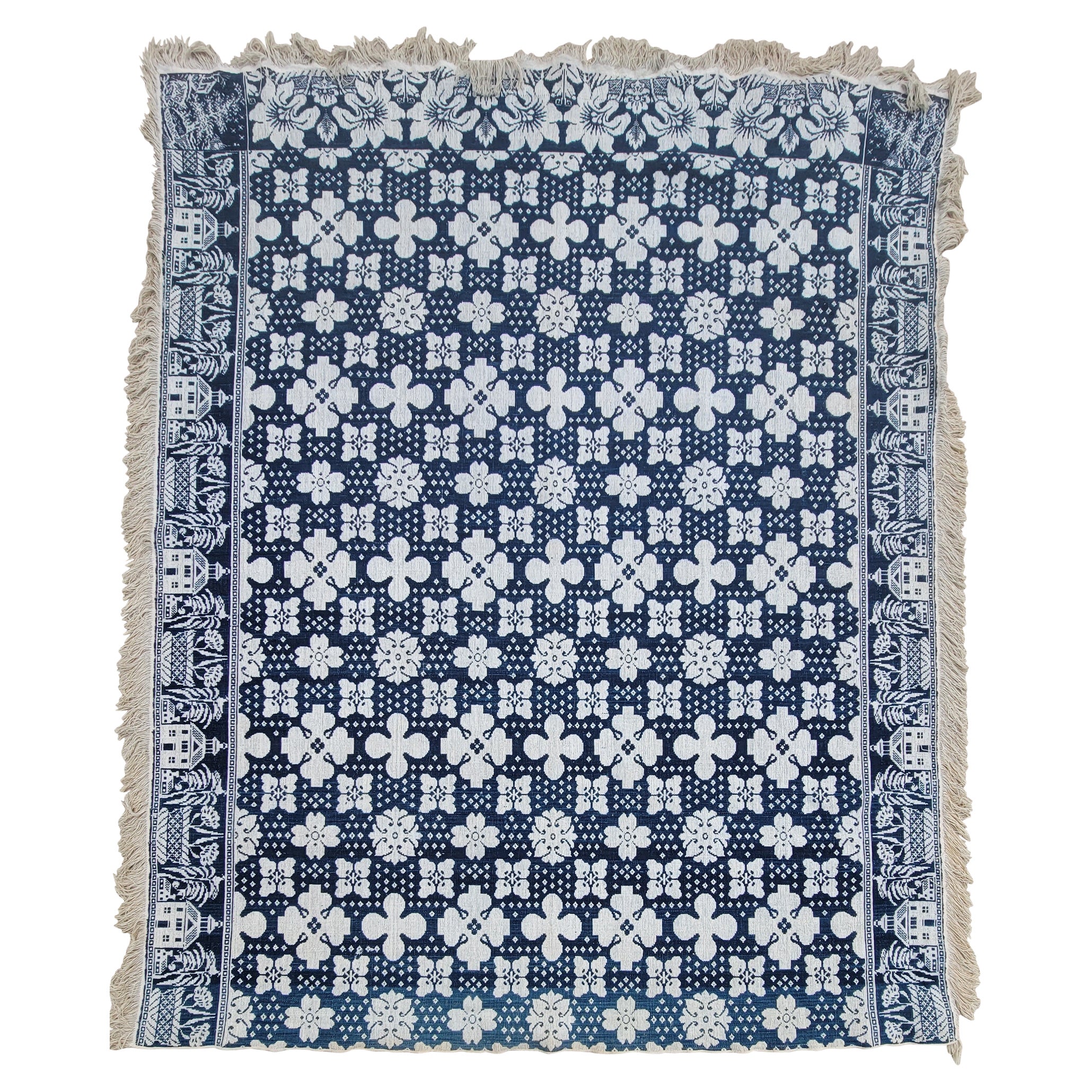 Couvre-lit bleu et blanc de Whiting