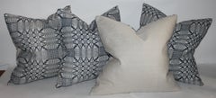 19thc Blue & White Coverlet Pillows, Collection of Four
