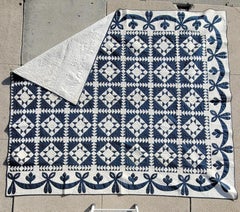 19Thc Blue & White Eight Point Star Quilt