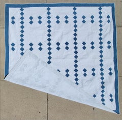 19th Century Blue & White Irish Chain Quilt