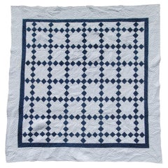 Trapunta a catena irlandese bianca e blu 19Thc
