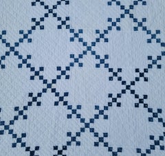 19th Century Blue & White Postage Stamp Quilt
