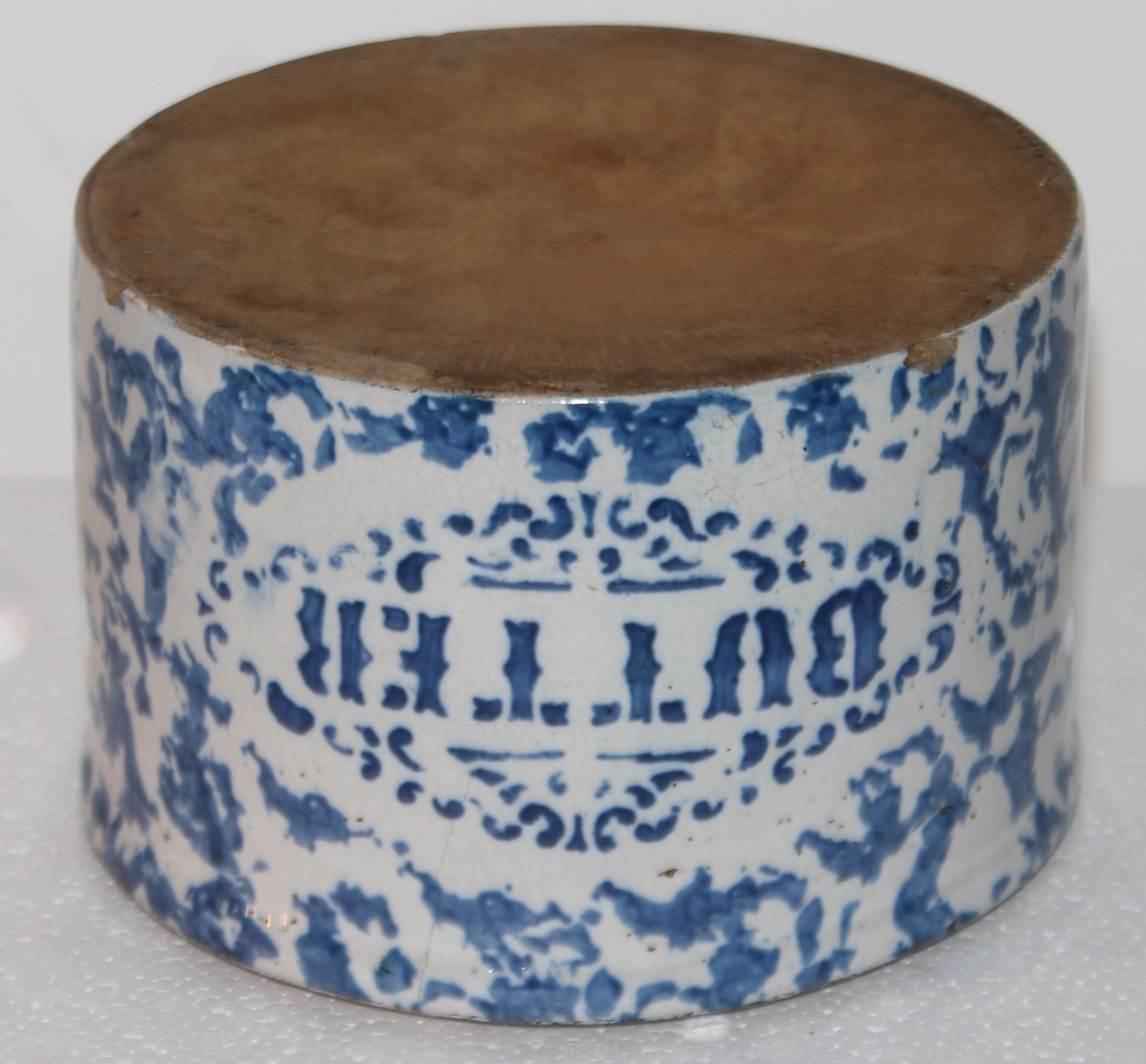 19. Jahrhundert Blau-weiße Butterköpfe aus Sponge Ware Keramik, 4 im Angebot 3