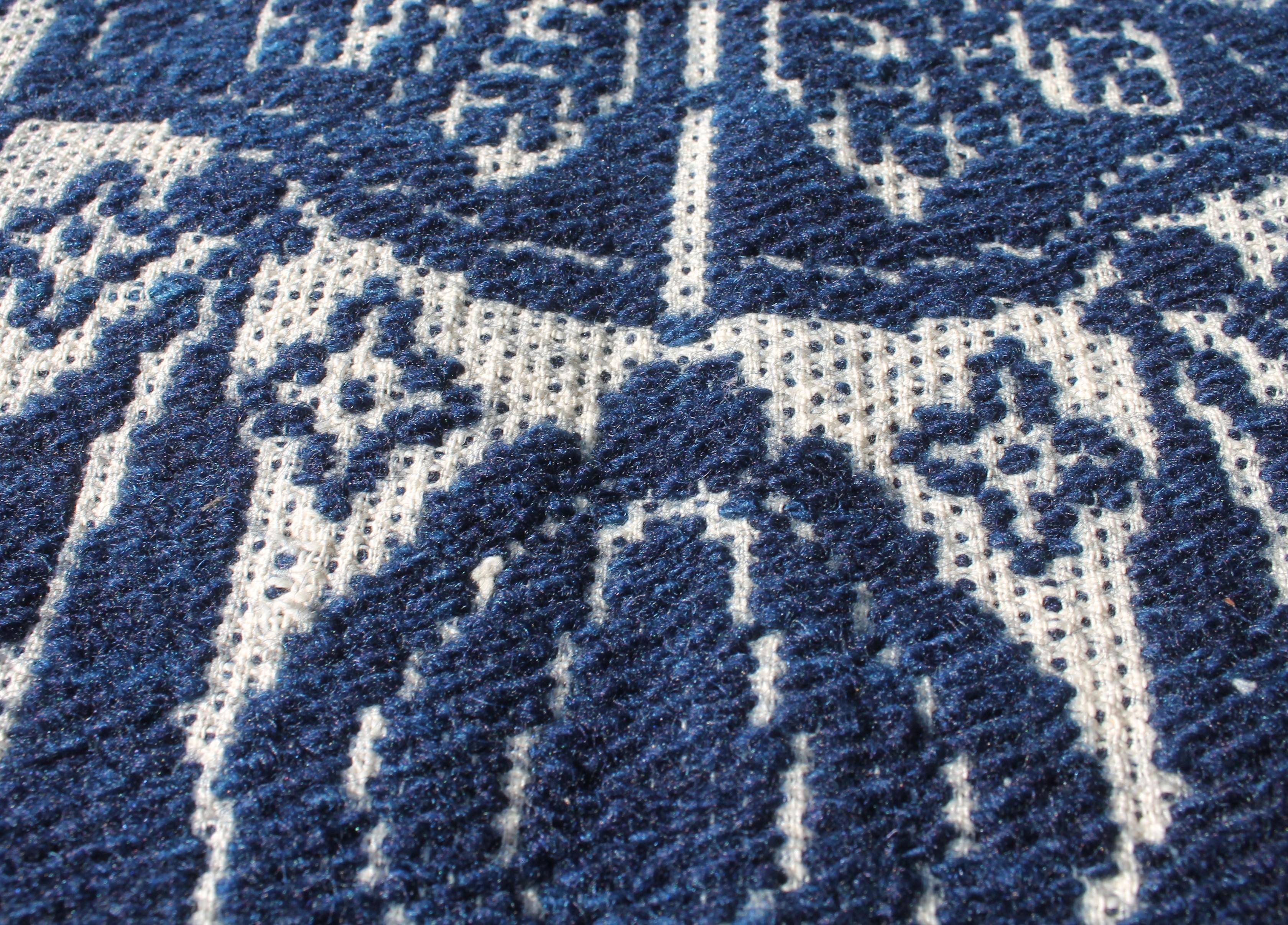 Blau-weißes gewebtes Jacquard-Deckel aus Pennsylvania aus dem 19. Jahrhundert (amerikanisch) im Angebot