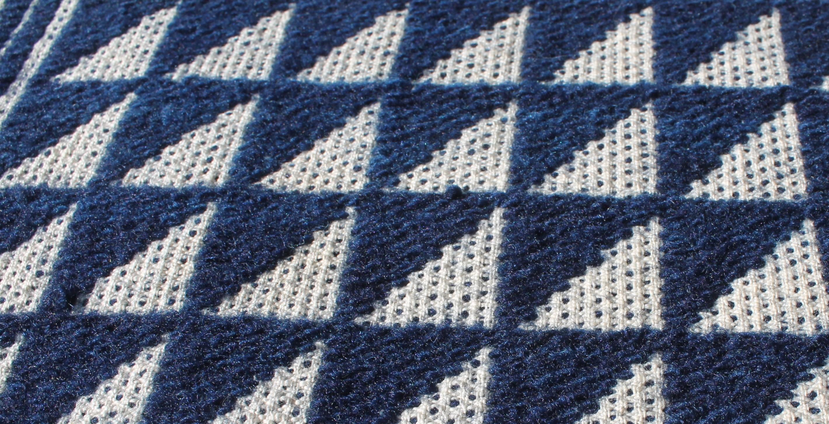 American 19Thc Blue & White Woven Jacquard Coverlet From Pennsylvania For Sale